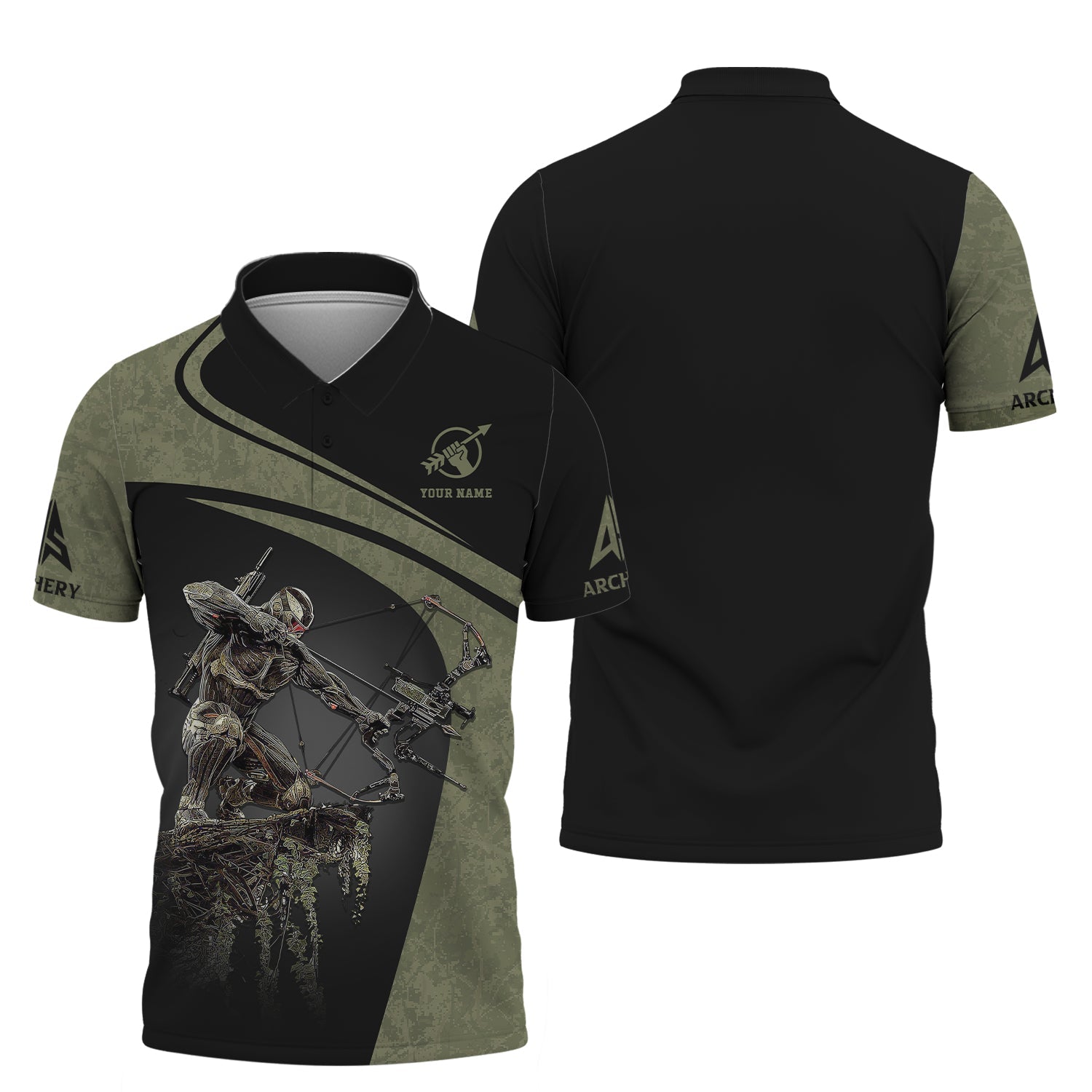 Crysis Archery Custom Name T-Shirt 3D, Archery Polo Shirts, Lightweight Sportswear, Gift for Archers