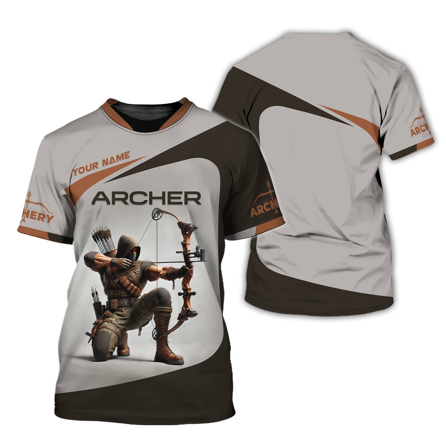 Custom Archery T-Shirt with 3D Archer, Lightweight Sportswear, Gift for Archers