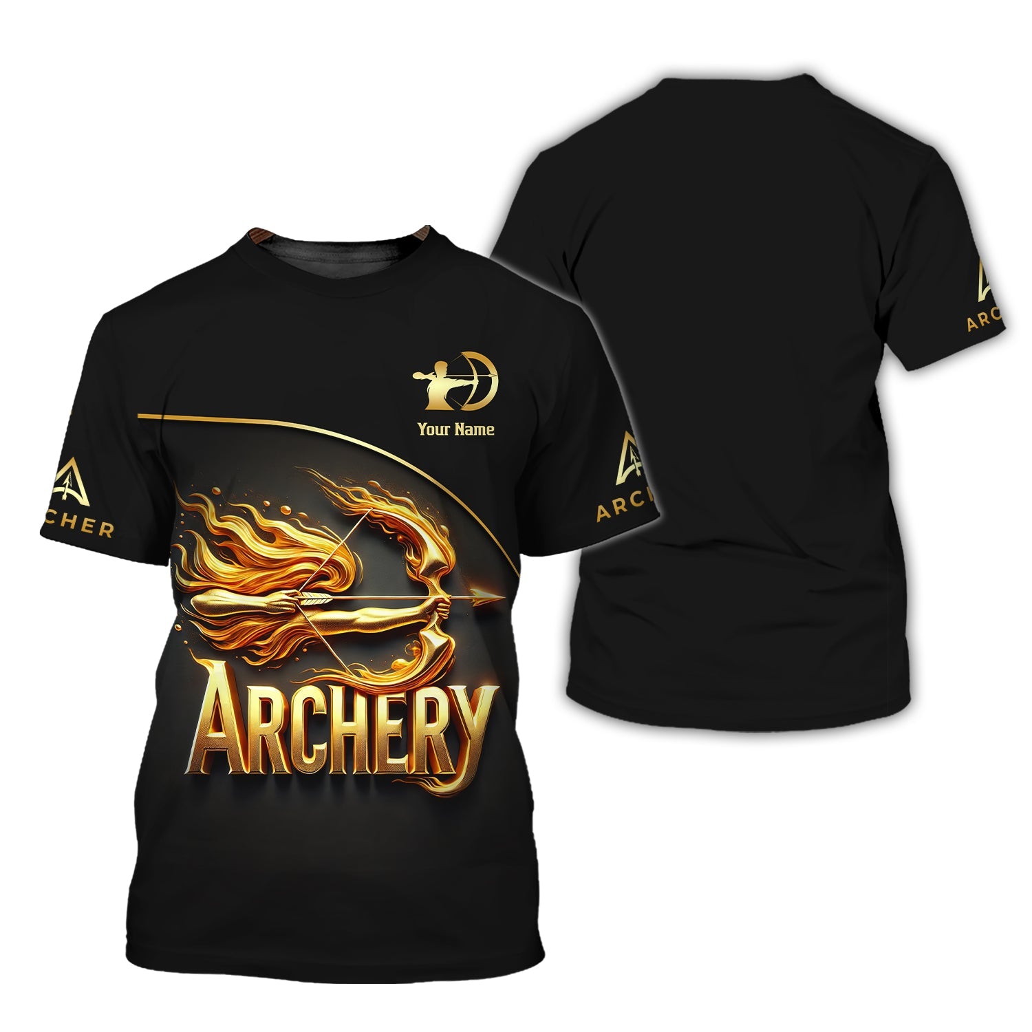 Custom Name Archery T-Shirt with 3D Archer, Archery Polo Shirts, Lightweight Sportswear, Gift for Archers