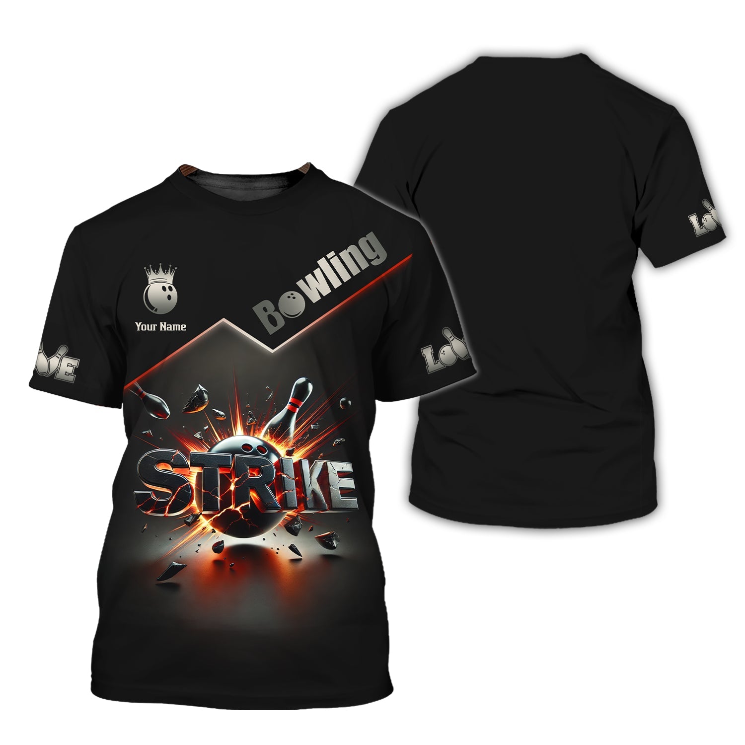 Strike Bowling Personalized Name 3D Polo Shirt, Custom Bowling Jersey, Bowling Gifts