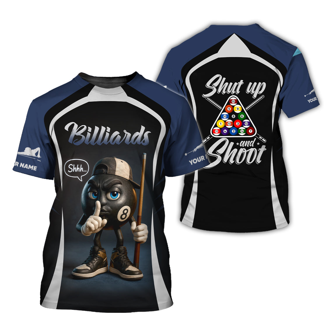 Custom Billiards Jersey, 8 Ball Pool Shut Up and Shoot Billiards T Shirt, Gift For Billiards Player
