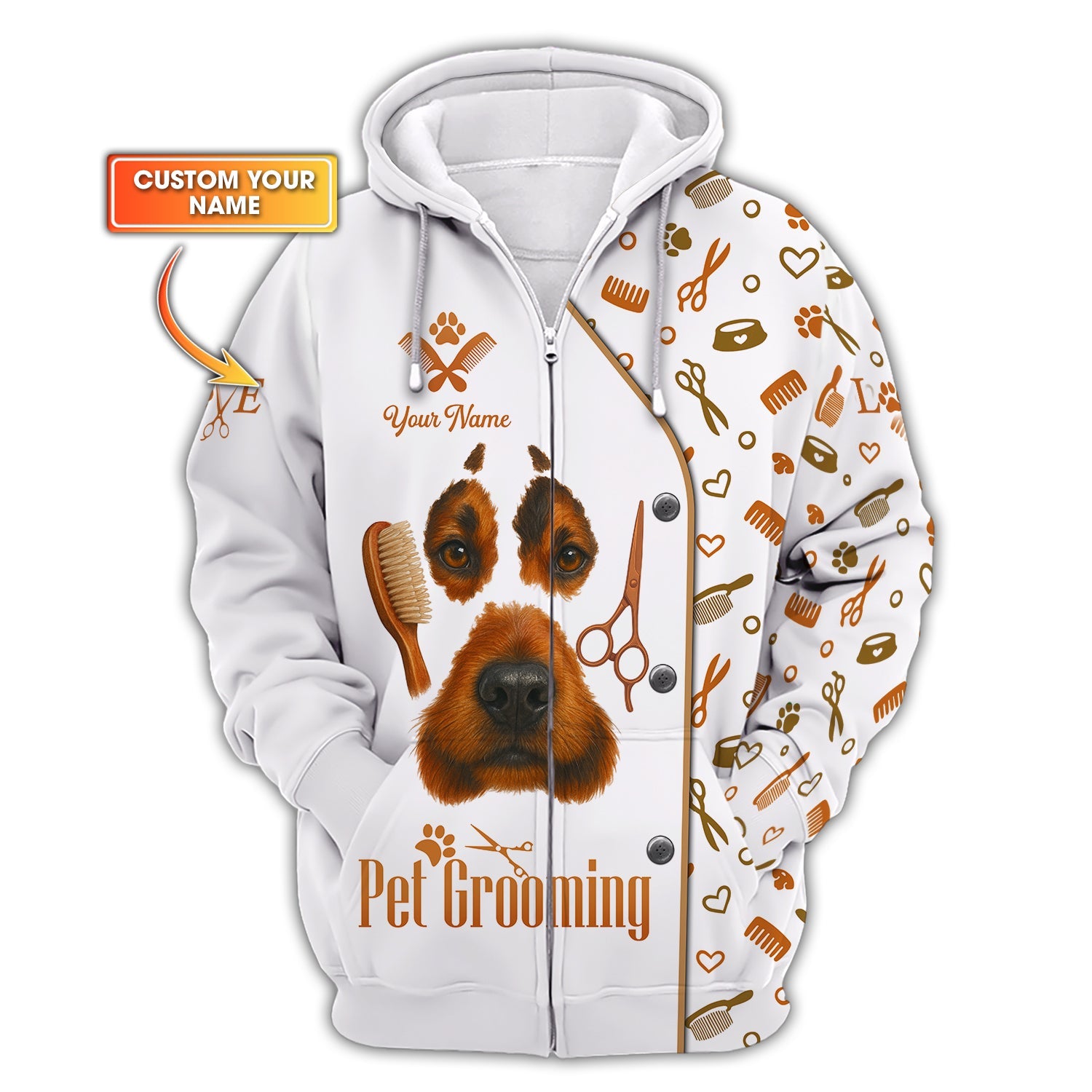 Dog Groomer Uniform With Custom Name, Pet Grooming Shirt For Pet Lovers