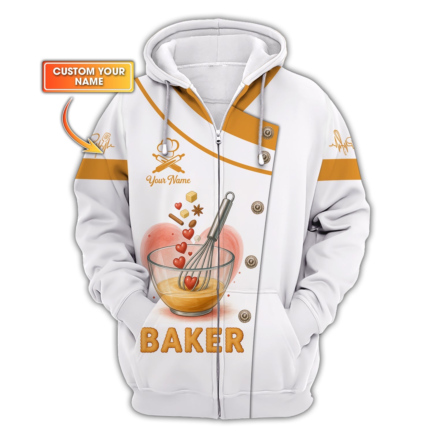 Custom Name Baker Uniform, Personalized Baker Shirt, Gift For Bakery