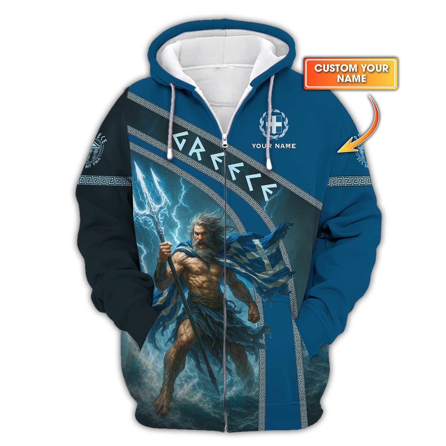 Poseidon Greece Personalized Name 3D Shirt, Custom Name Greece Shirt, Greek God Shirt For Greece Lover