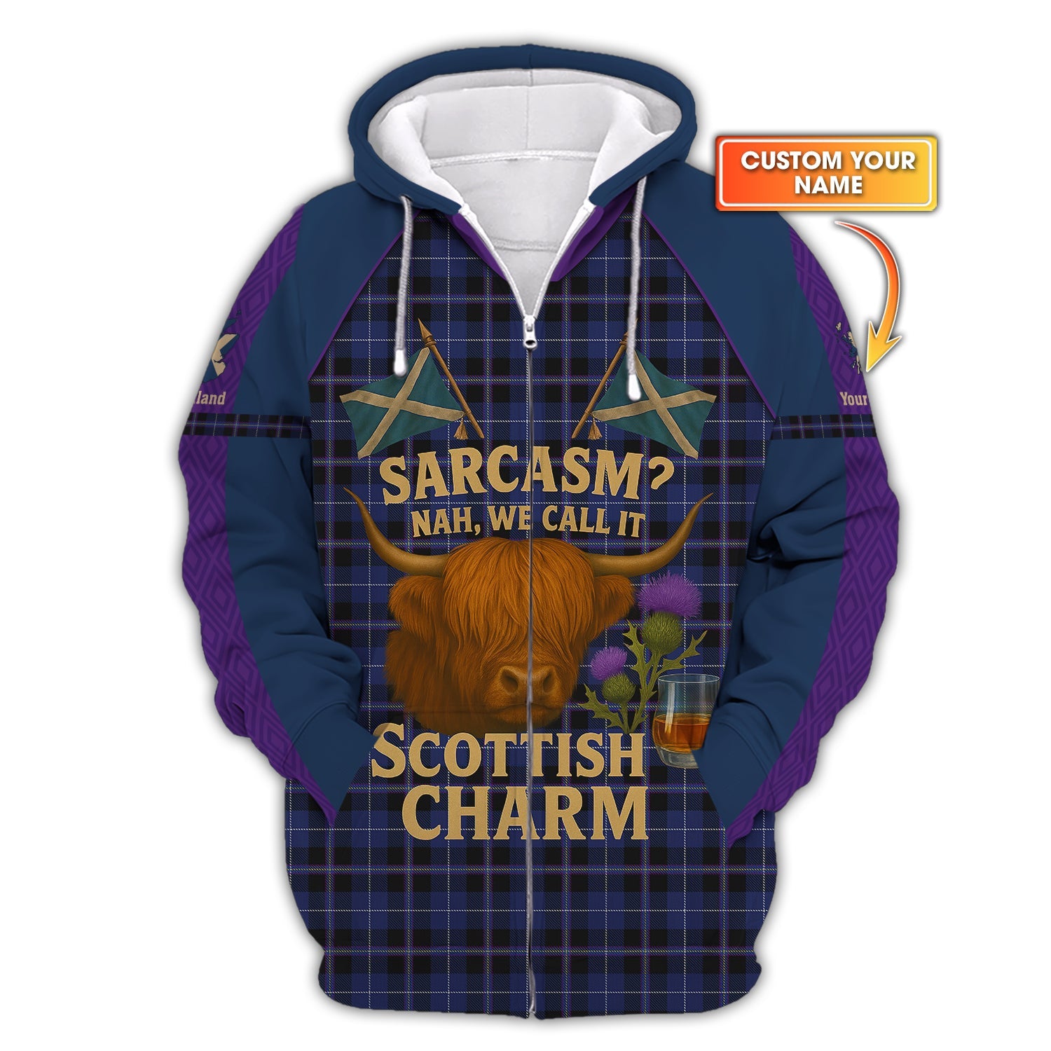 Personalized Highland Cow Shirt With Scottish Flag, Custom Name Scotland Shirt, Gift For Scotland Lover