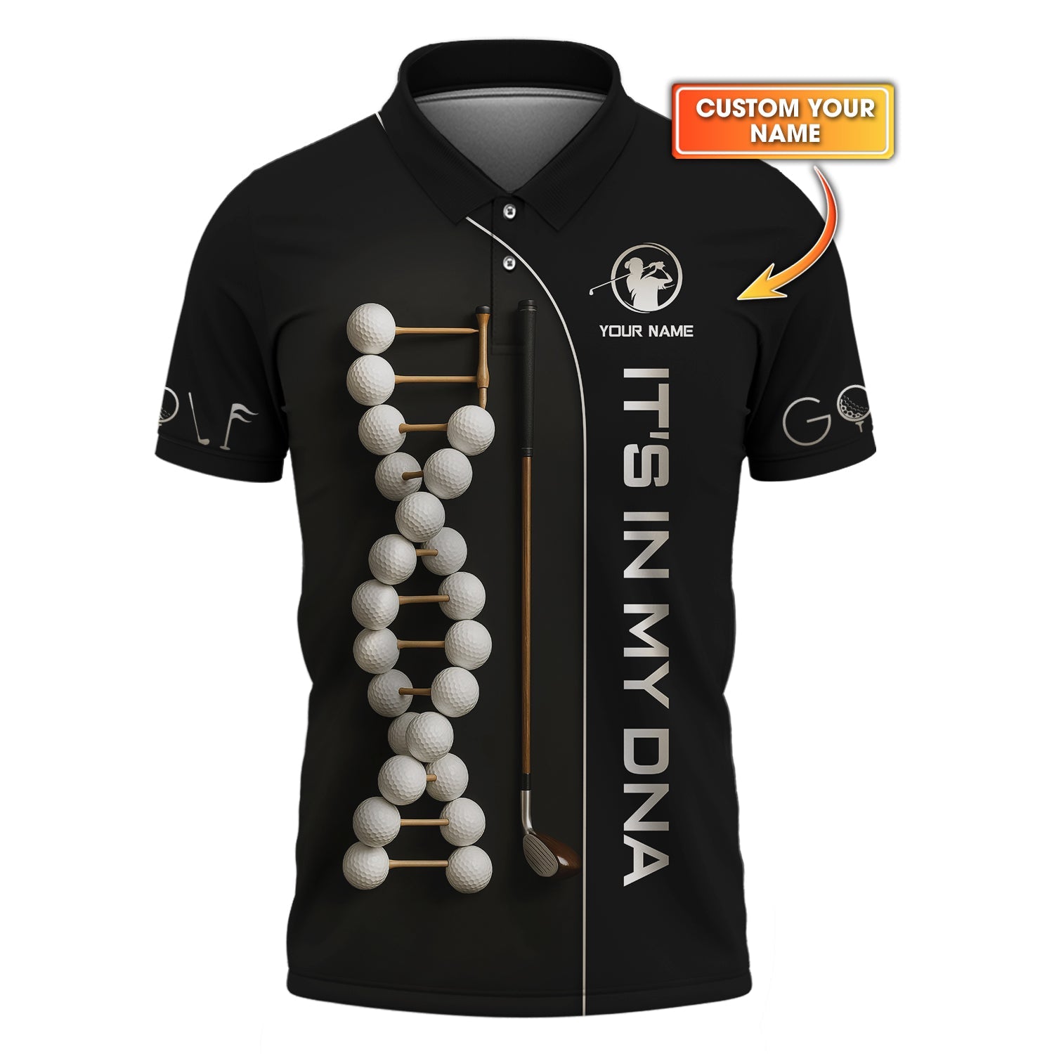 Custom Golf Shirt, It's In My DNA, Best Golf Polo Shirt, Father's Day Golf Gifts