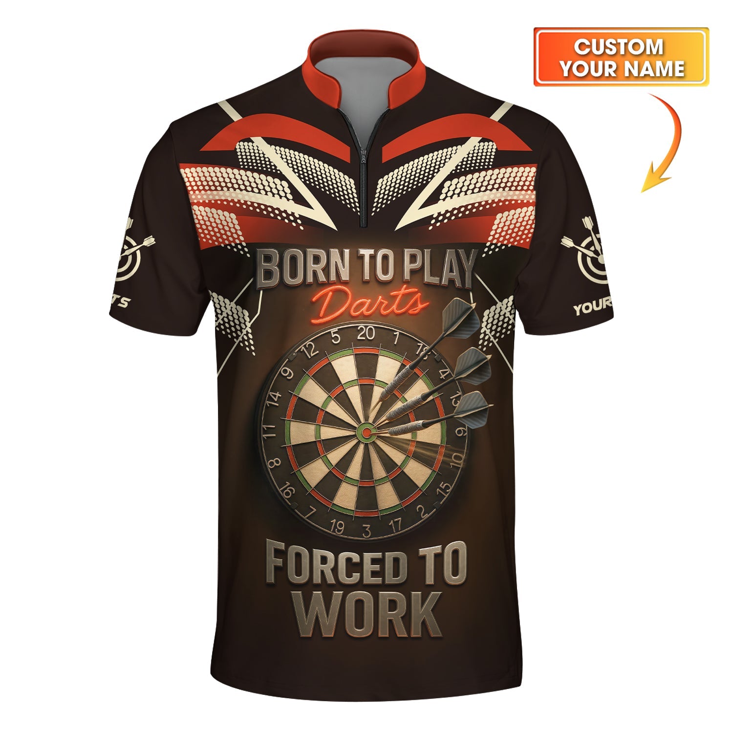 Dartboard Custom Dart Jersey Born To Play, Forced To Work, Dart Team Shirts, Best Darts Gift For Dart Player
