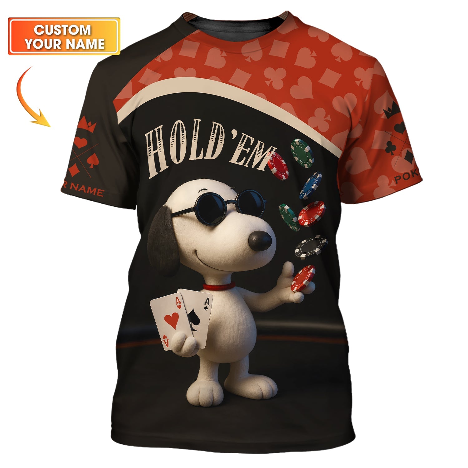 Hold Em Snoopy Custom Name Poker Shirt – Funny Chip Tee – Casino Gift for Players