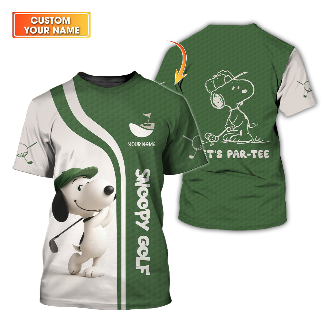 Snoopy Golf Shirt, Let's Par Tee Peanut Golf Shirt, Custom Golf Shirt Gift For Golfer