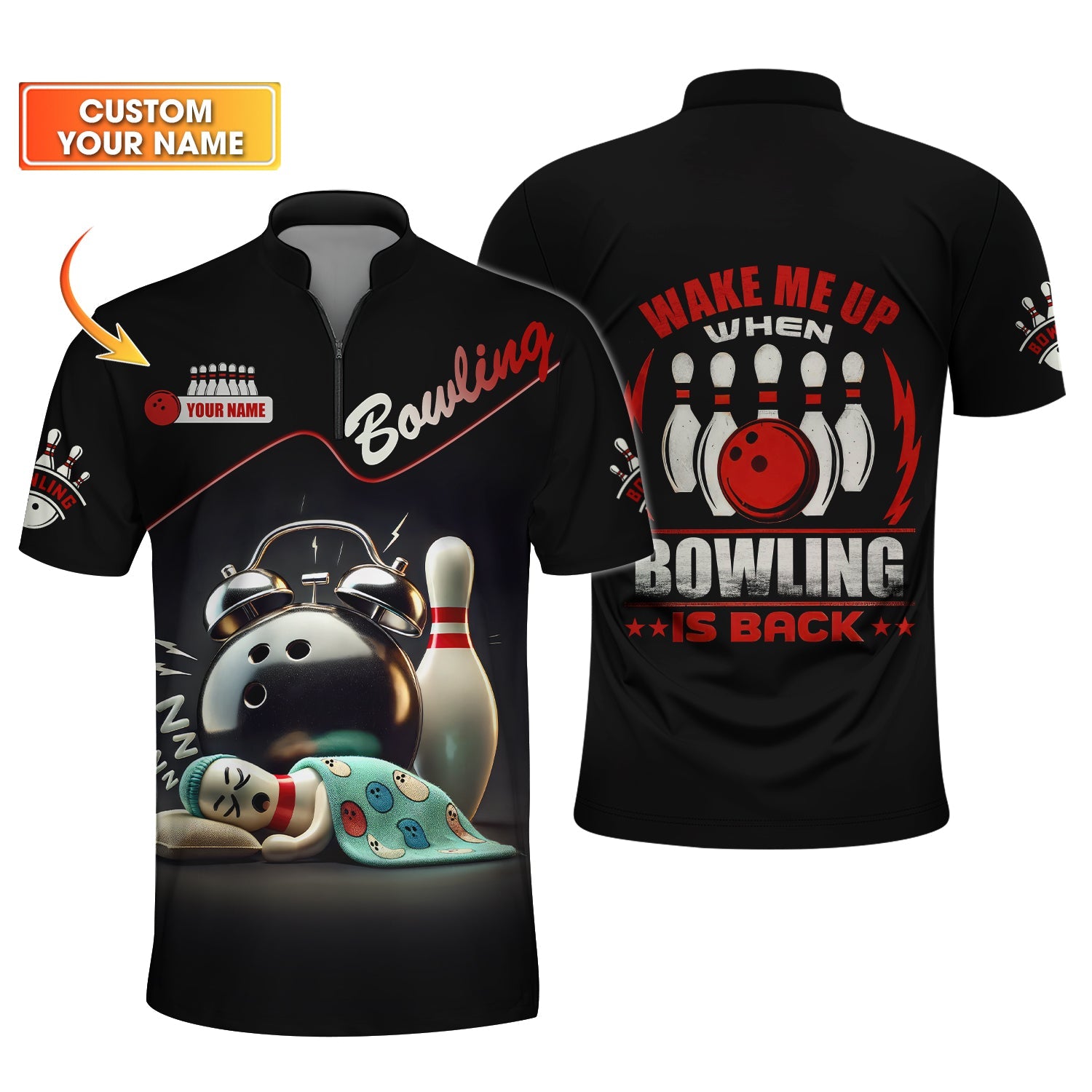 Wake Me Up When Bowling Is Back Custom Bowling Jersey, Bowling Shirts for Men, Bowling Team Shirts