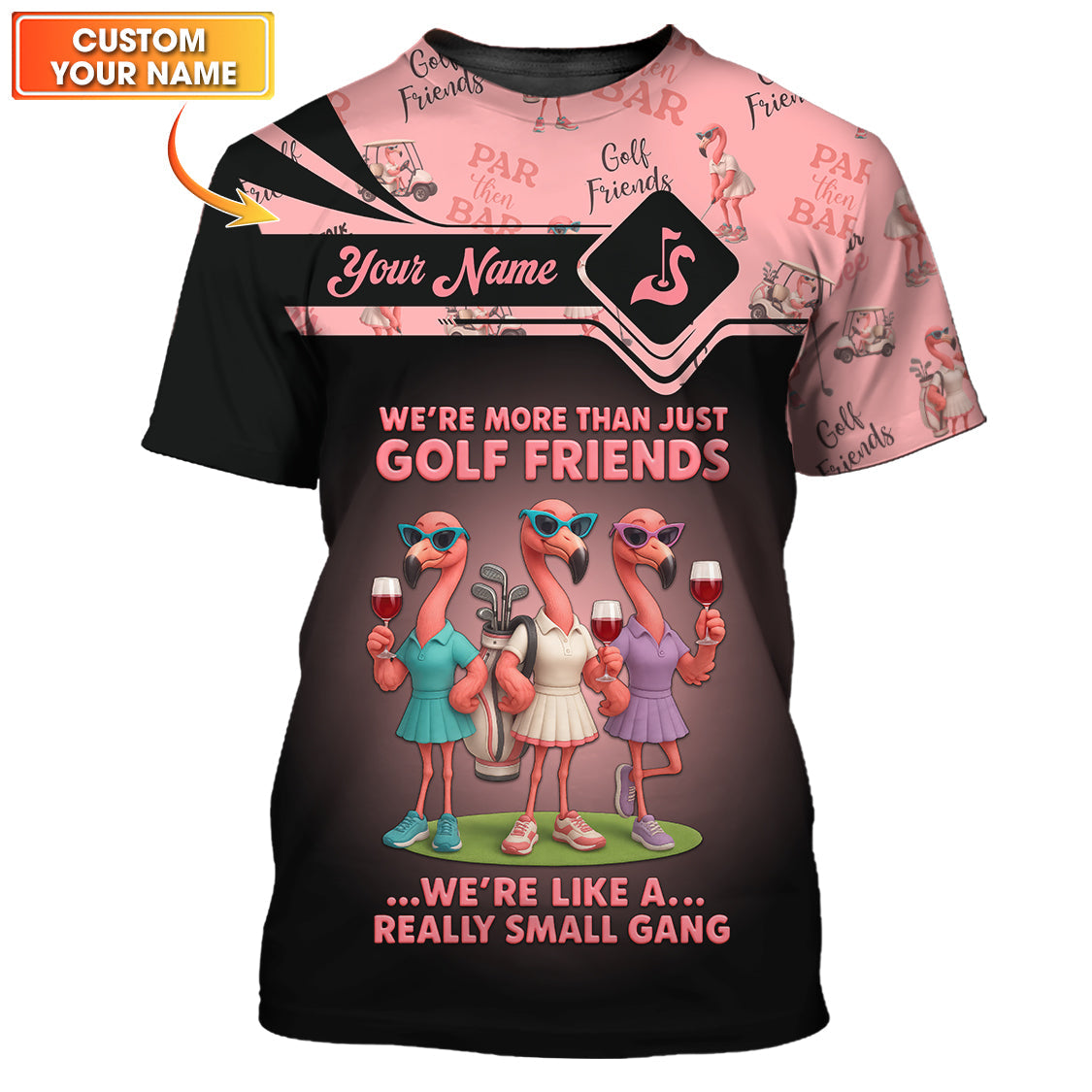 We're More Than Just Golf Friends Women Golf Shirts, Flamingo Pink Pattern Golf Shirts
