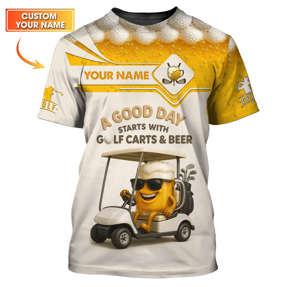 Personalized Name Golf Polos For Men, Funny Beer Golf Shirt, Men's Golf Gift