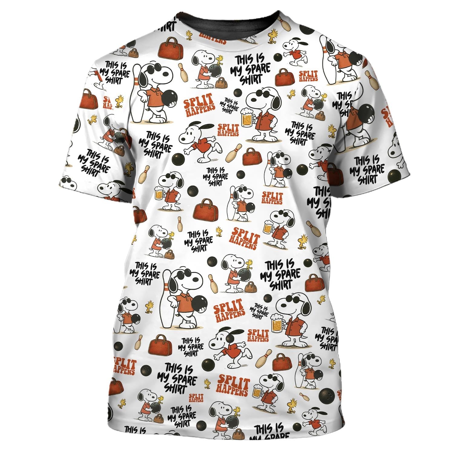 Retro Snoopy Bowling Shirt, Split Happens Tees - This Is My Spare Shirt – Unisex Customizable Bowling Team Top