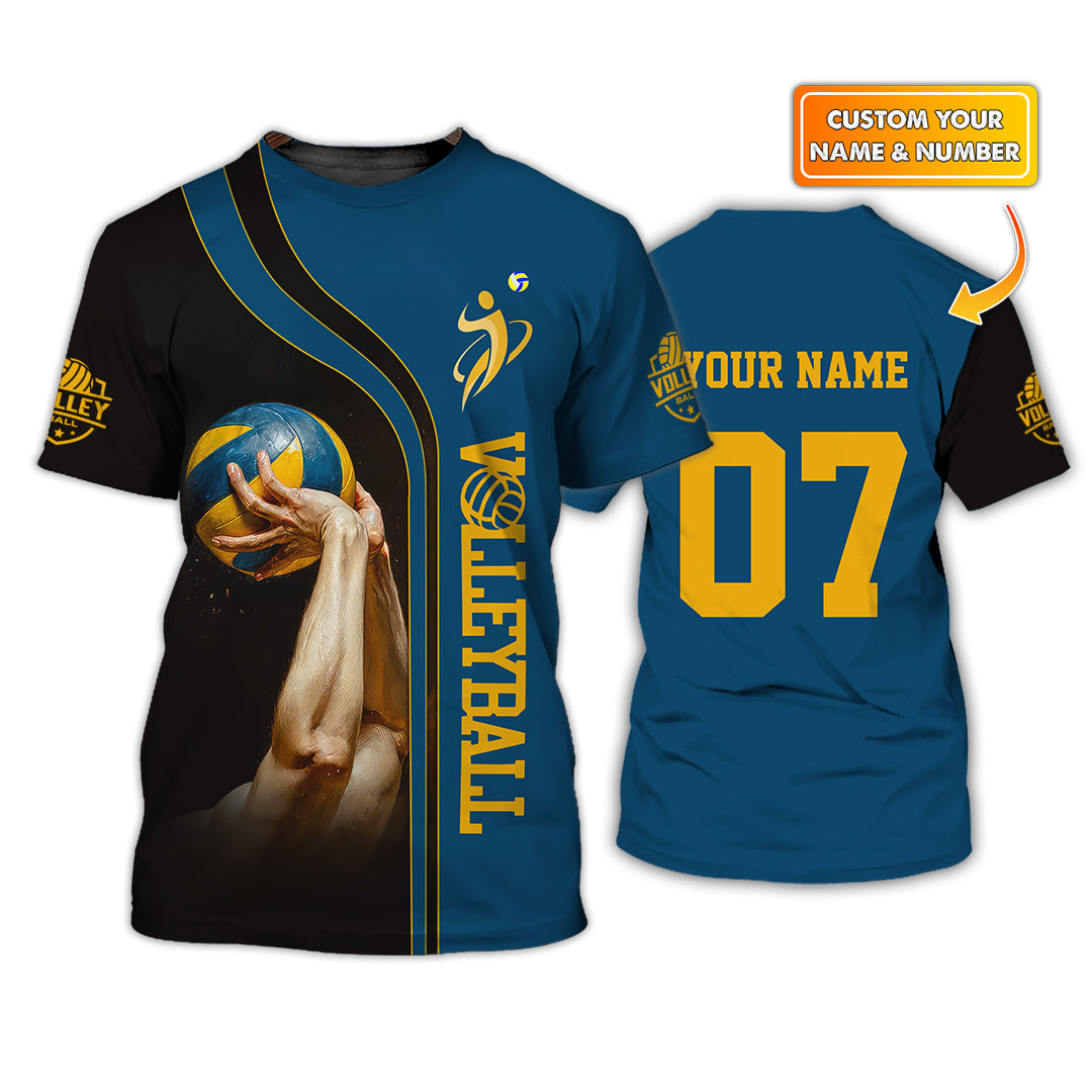 Custom Volleyball Jersey – Blue & Black Team Shirt with Player Name & Number – Athletic Sportswear