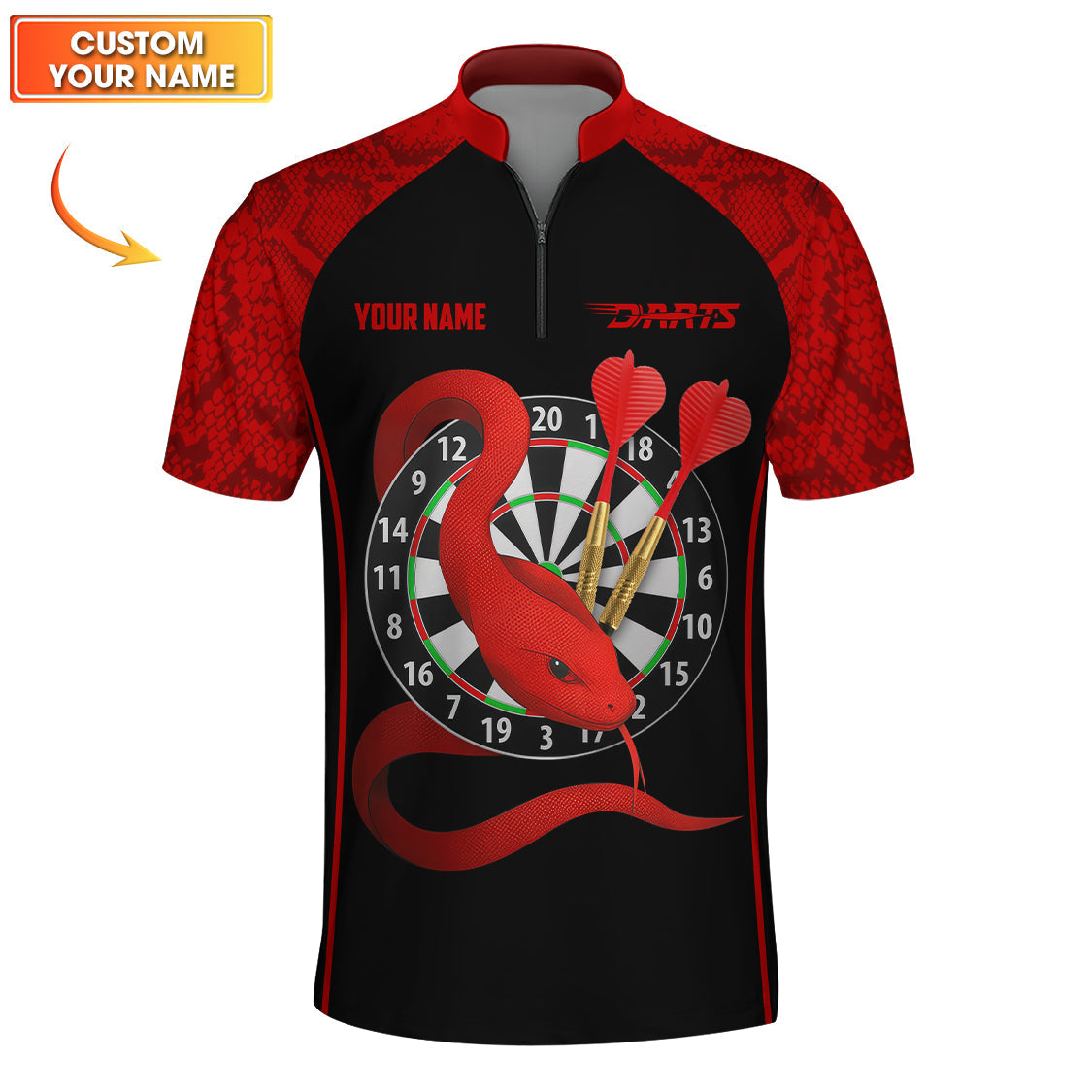 Dart Shirts For Men's, Snake Darts Jersey, Custom Name Darts Shirt