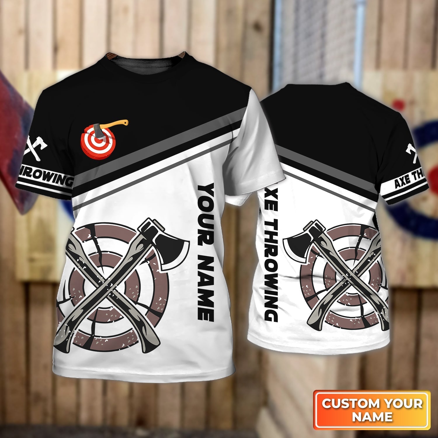 Axe Throwing Target Personalized Name 3D Tshirt For Team Player