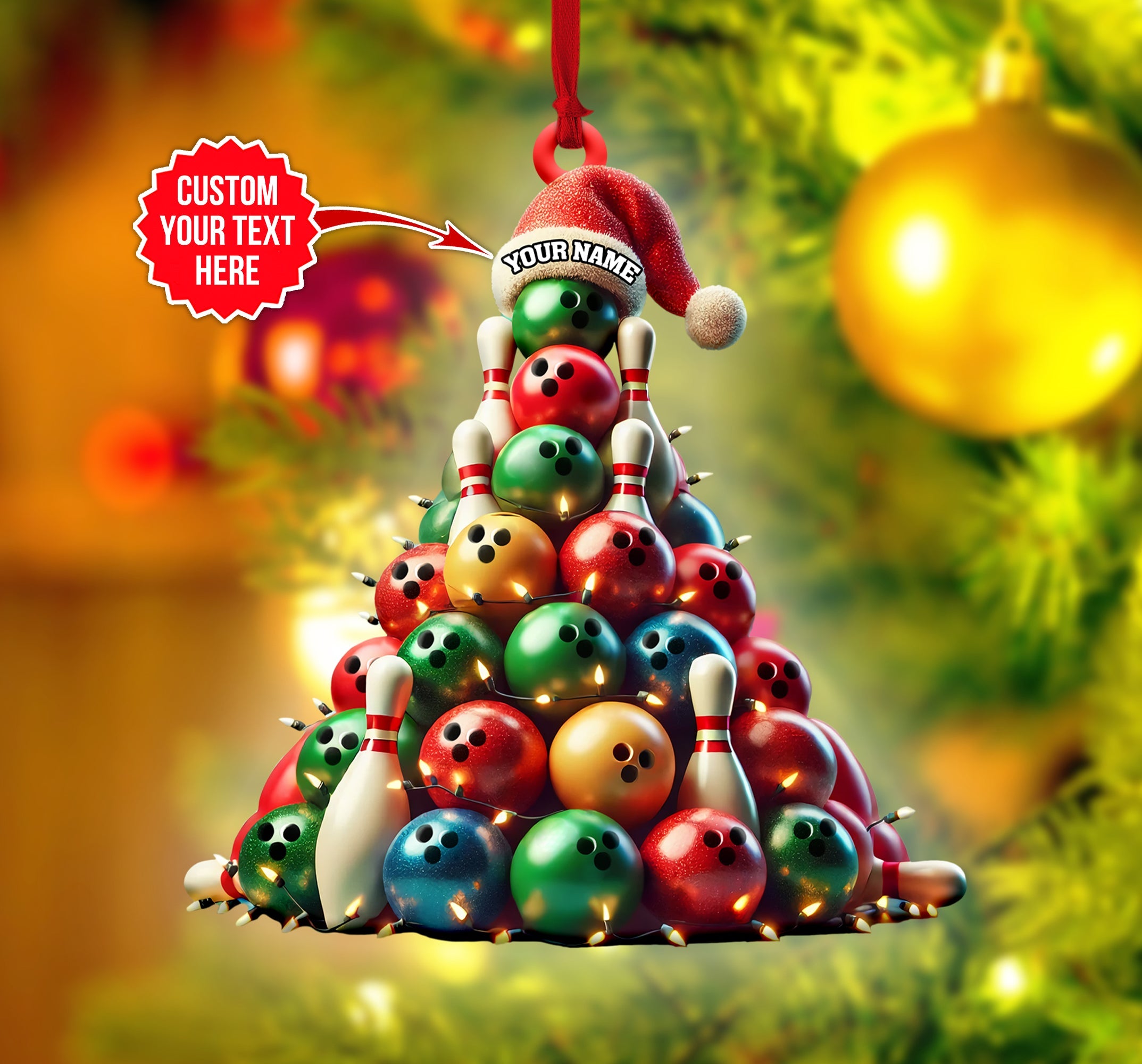 Bowling Christmas Tree Ornament, Custom Bowling Ball, Gift For Bowling Lovers, Acrylic Ornament