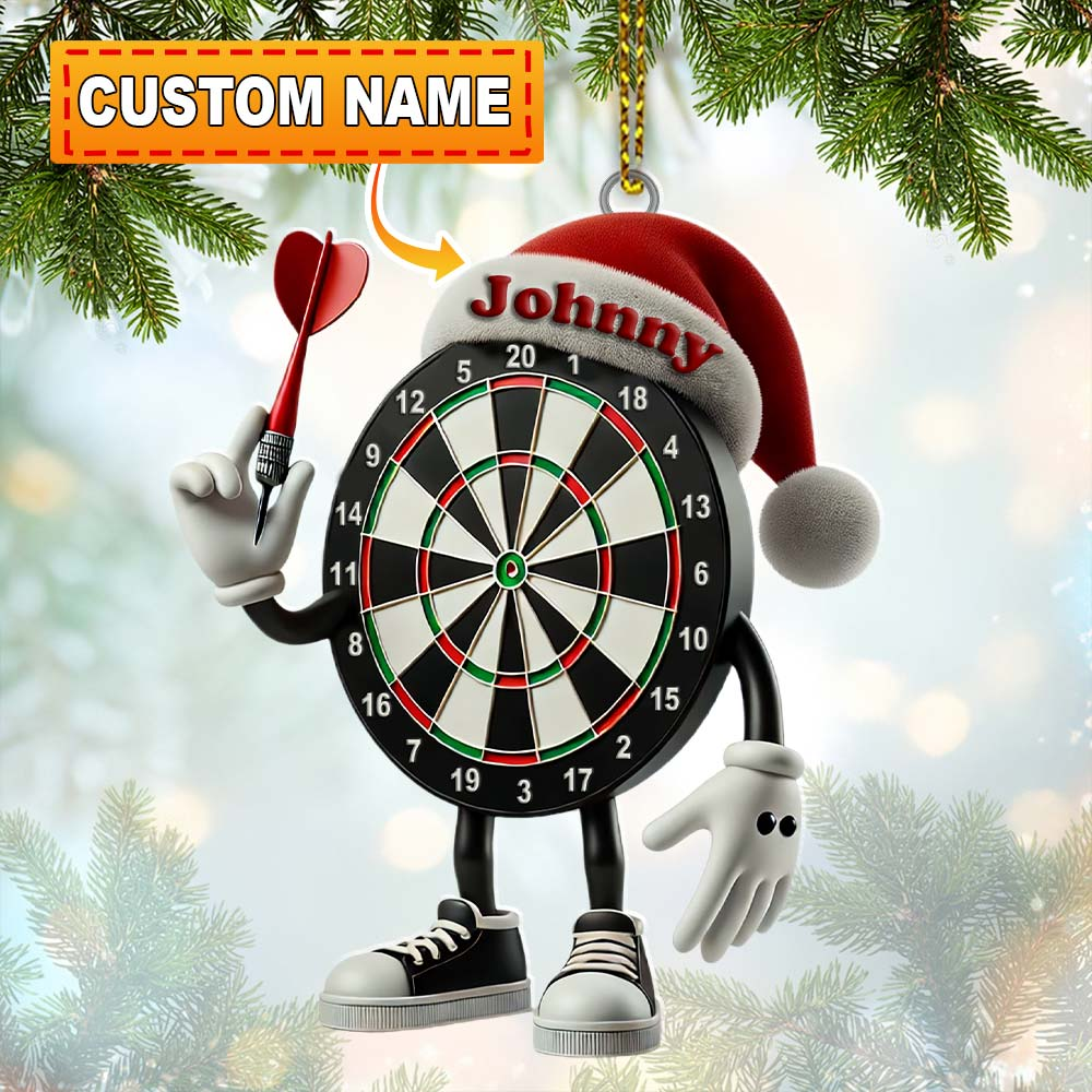Personalized Dartboard Character Ornament – Custom Name Fun Christmas Decoration for Dart  Lover