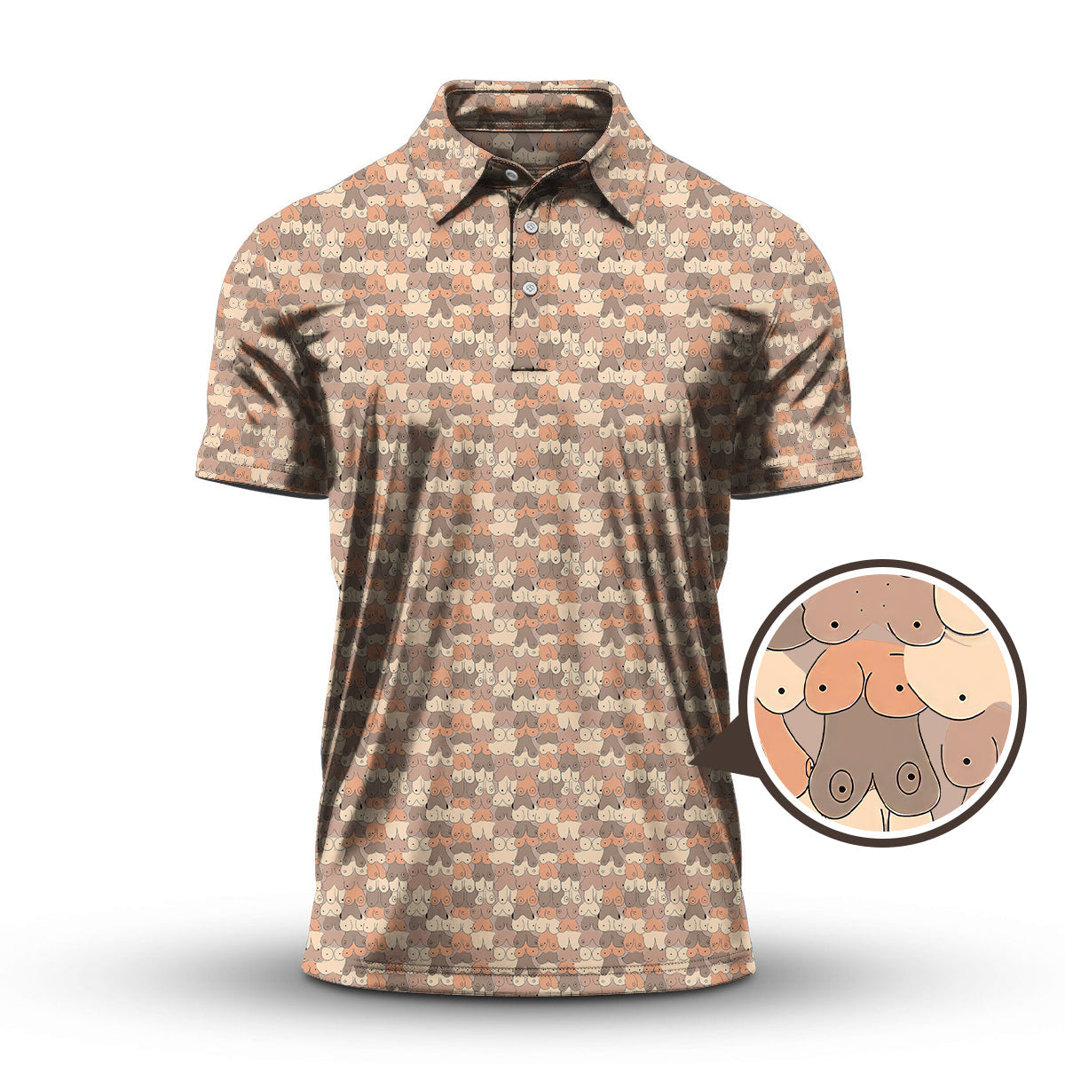 Pattern Golf Polos,  Boob Design Funny Golf Shirt for Men, Crazy Golf Shirts