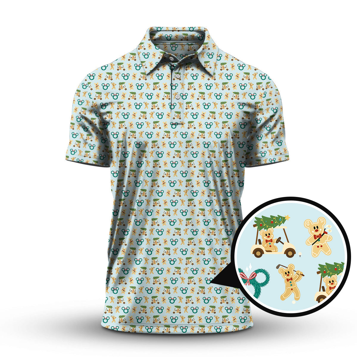 Funny Christmas Golf Shirt, Men's Pattern Golf shirt, Xmas Golf Shirt For Golfer