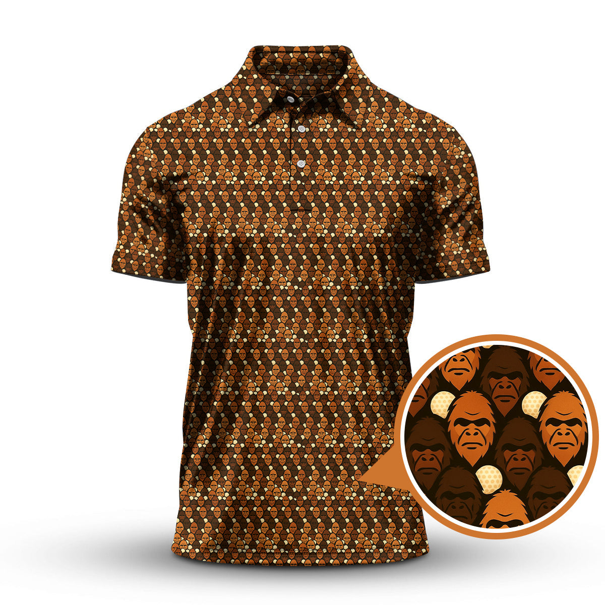 Sasquatch Golf Pattern Shirt, Crazy Golf Shirt For Men, Funny Bigfoot Golf Polos
