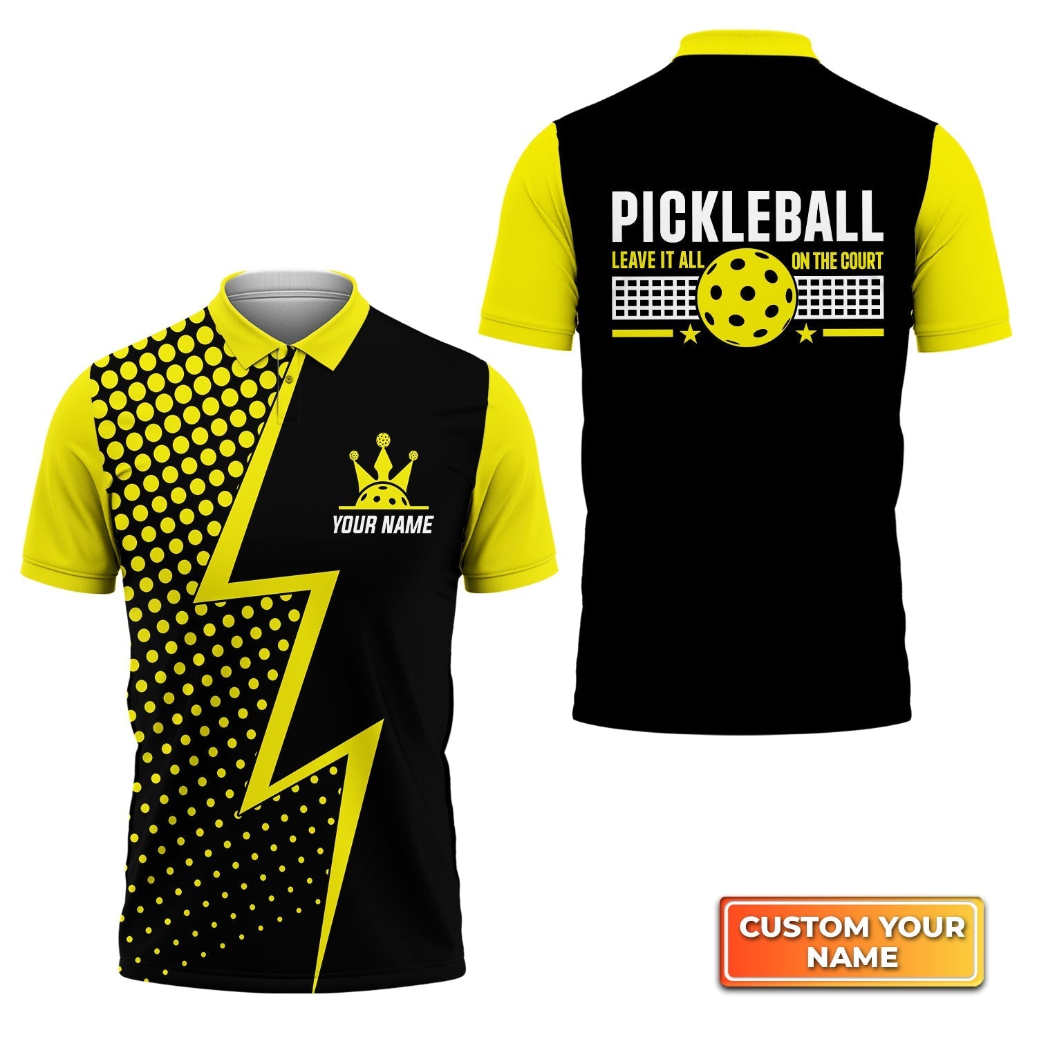 Pickleball Leave It All On The Court Personalized Name 3D Polo Shirt Gift For Pickleball Player