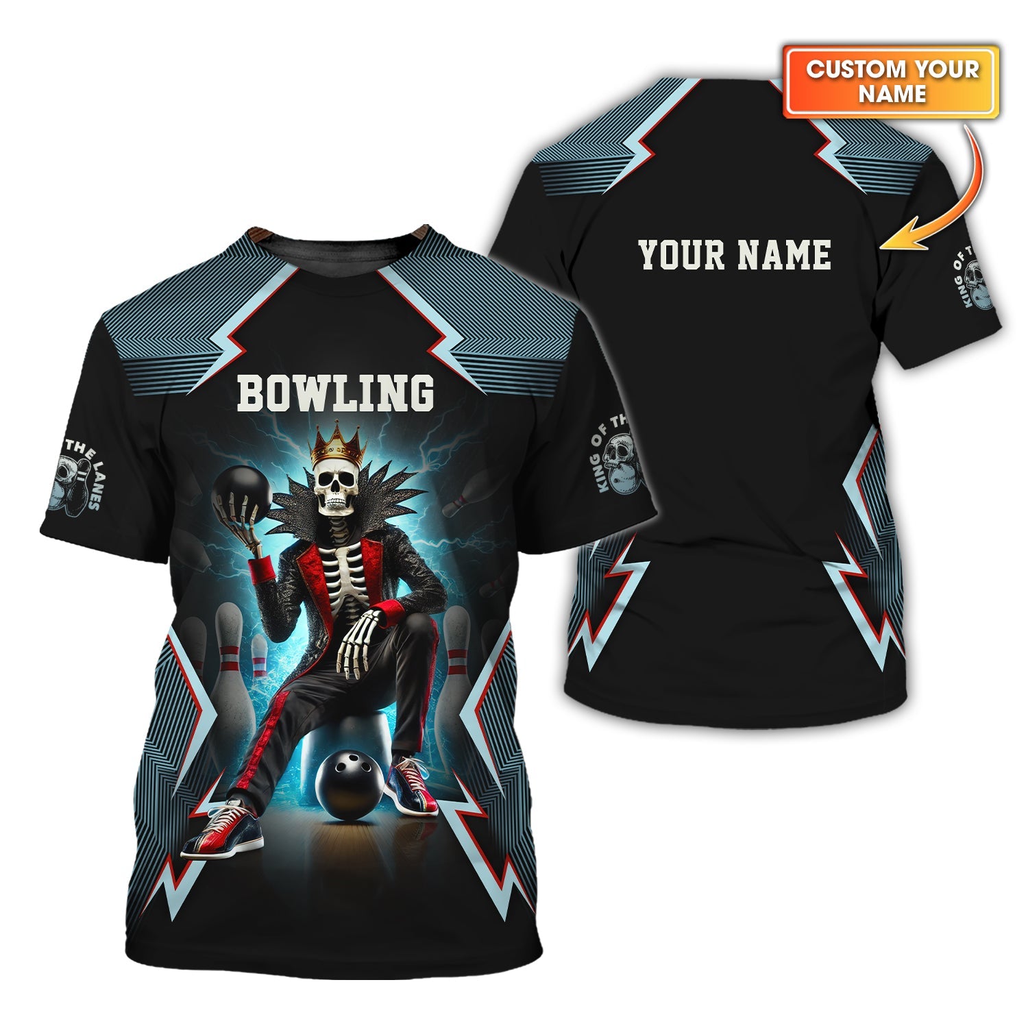 Skeleton King Custom Bowling Jersey, Bowling Shirts for Men, Bowling Team Shirts