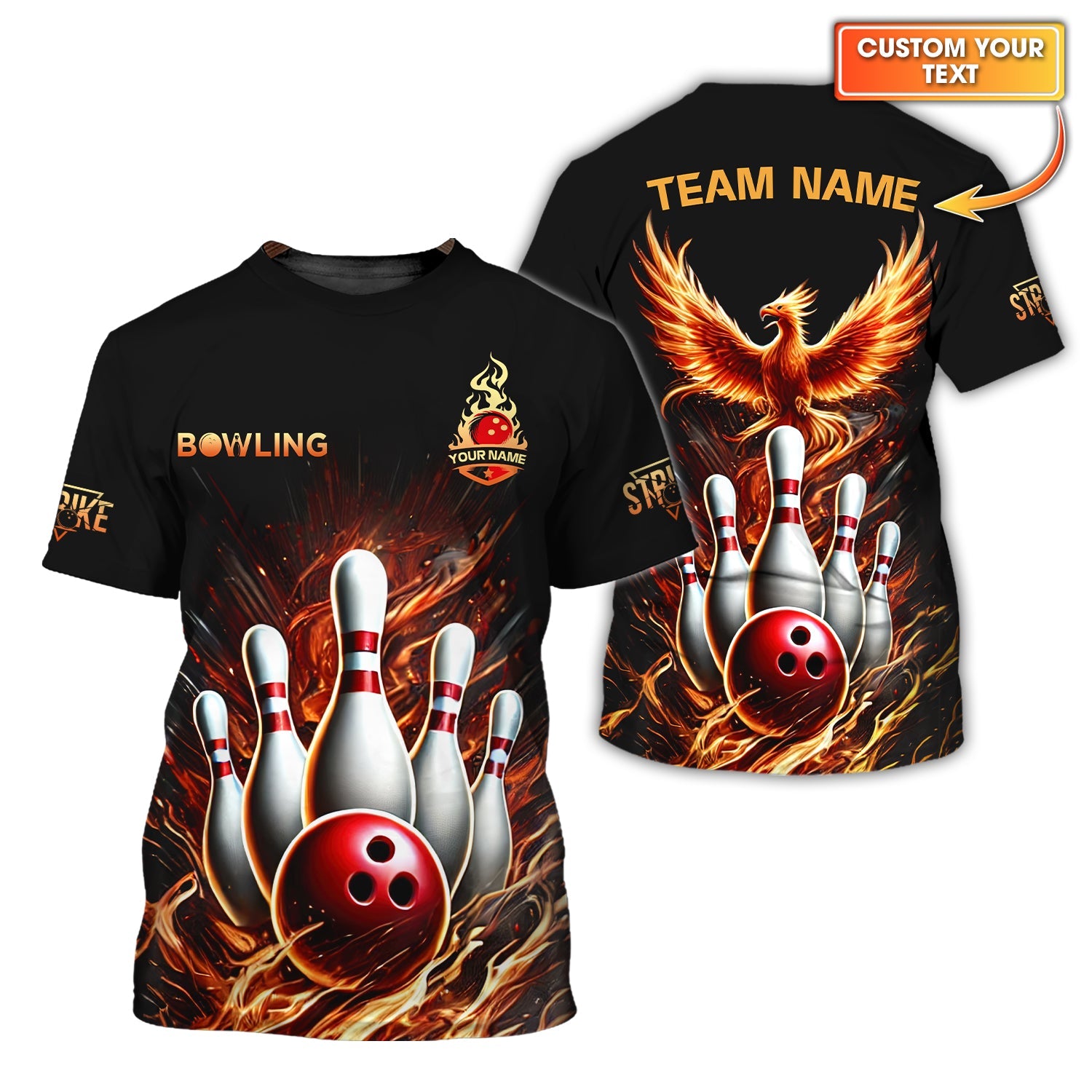 Strike Custom Bowling Jersey, Custom Bowling T Shirt, Bowling Team Shirts