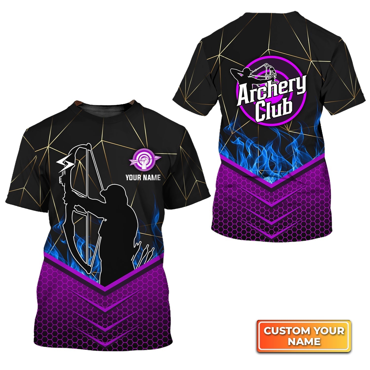 Ancher In Purple Background Archery Club Personalized Name 3D Tshirt Gift For Archer