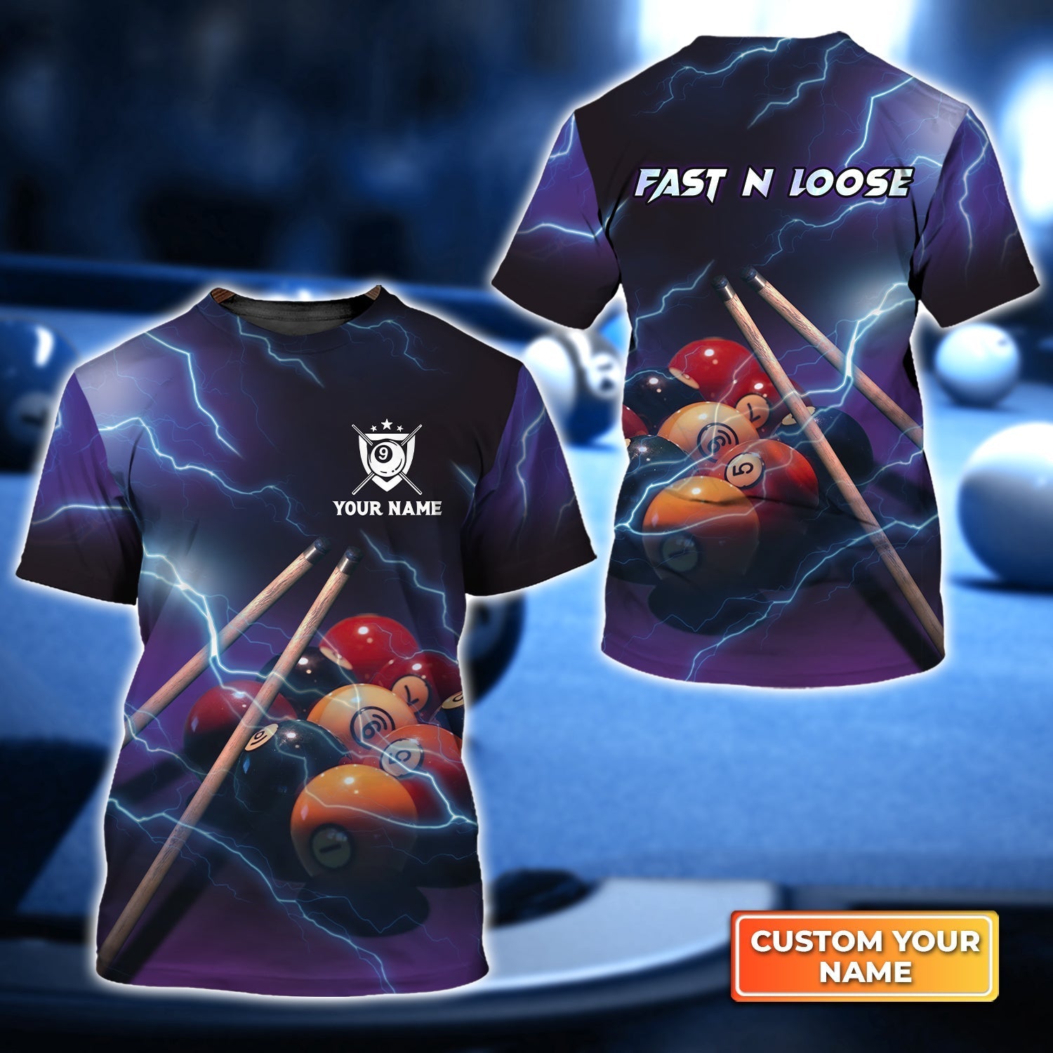 Fast N Loose Team Personalized Name 3D Tshirt Gift For Billiard Players
