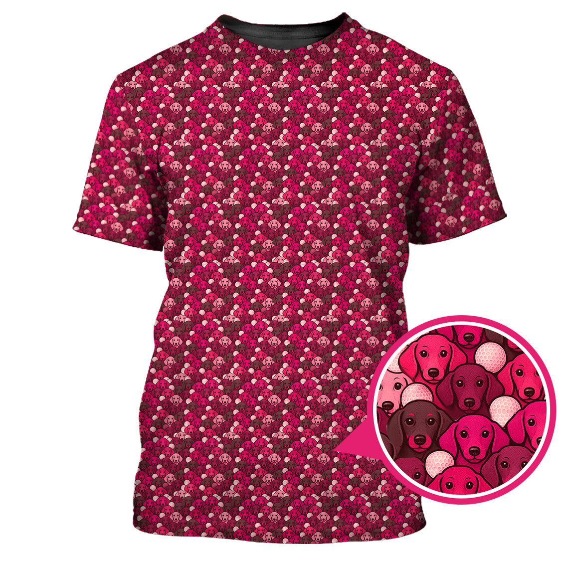Dachshund Dog Pattern Golf Shirt With Pink Color , Funny Dachshund Golf Shirt For Golfers, Golf Gift For Dog Lover