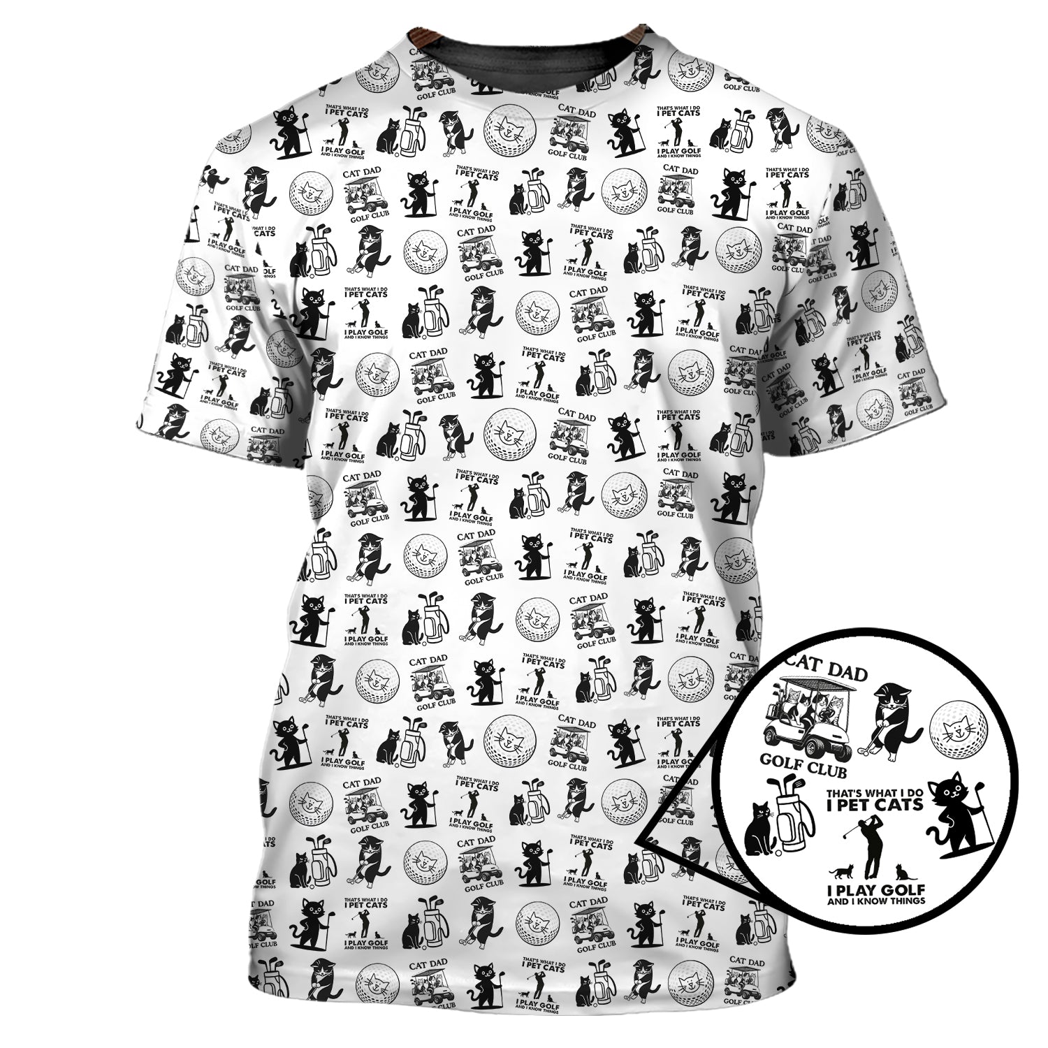 Cat Golf Shirt - Pattern Golf Shirt For Men - Cat Dad Golf Club Shirt For Golfers