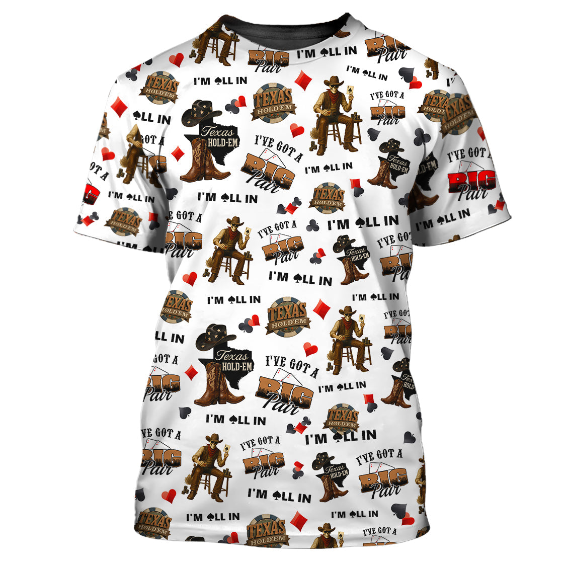 Texas Hold’em Poker Shirt – I’m All In Funny Cowboy Tee – Big Pair Card Game T-Shirt for Men