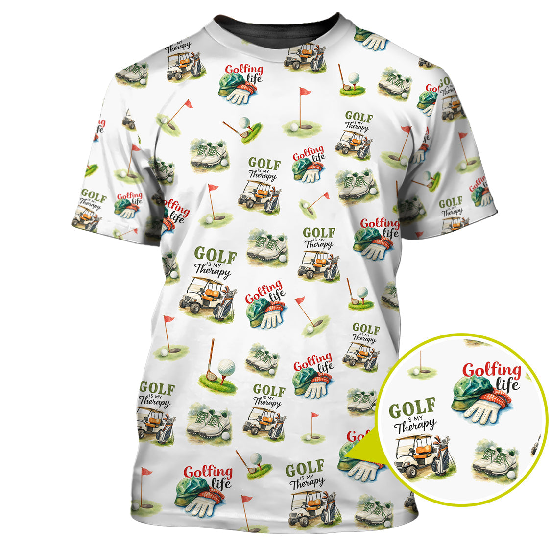 Golf Is My Therapy Pattern Golf Shirt, Golfing Life Polos, Golf Gift For Golf Lovers, Funny Golf Shirts