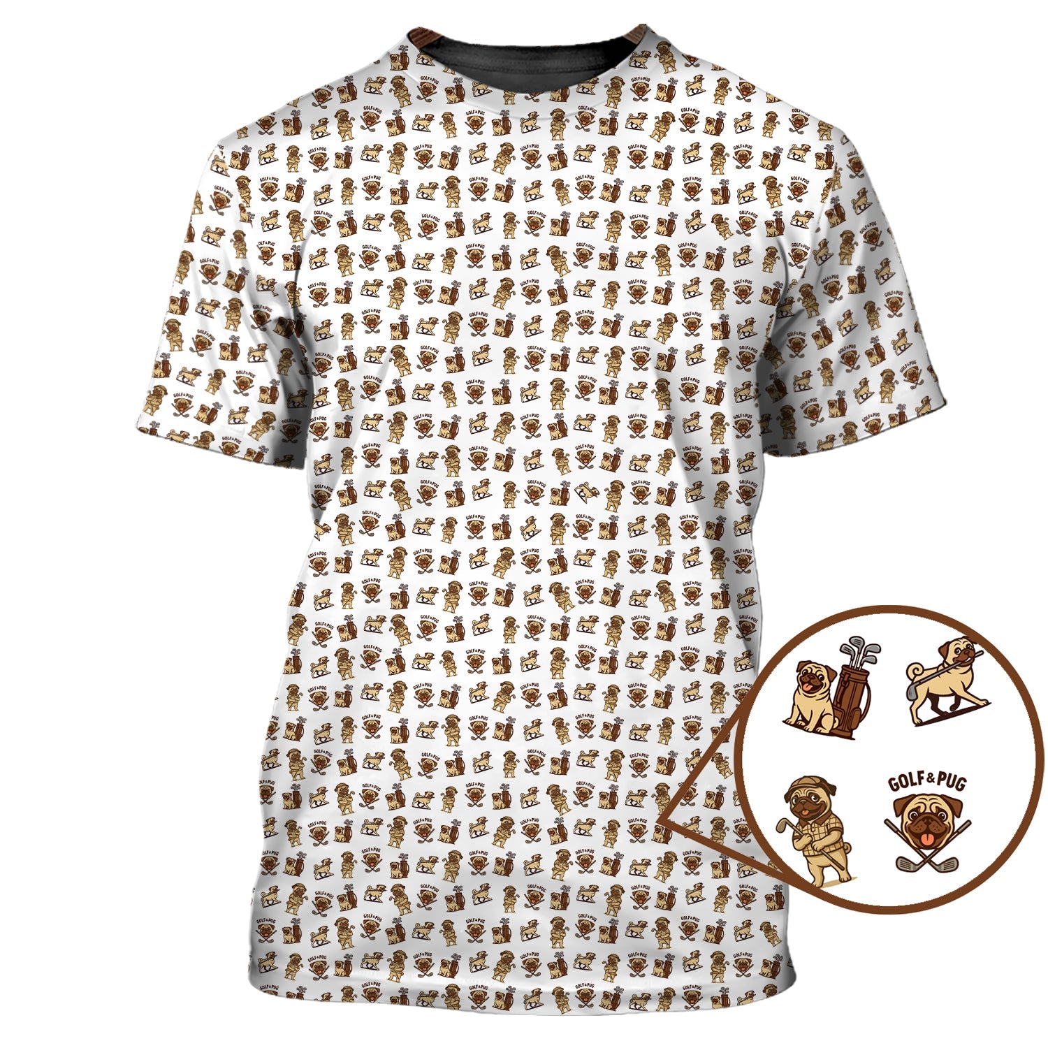 Pattern Golf Shirt For Men, Crazy Pug Golf Shirt, Dog Golf Shirt For Golfer