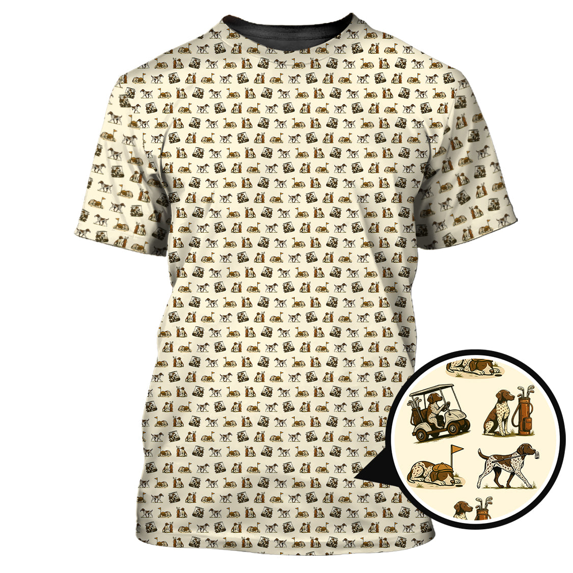Pattern Golf Shirt, Pointer Golf Polos, Dog Golf Shirt For Men, Crazy Golf Shirt For Golfers