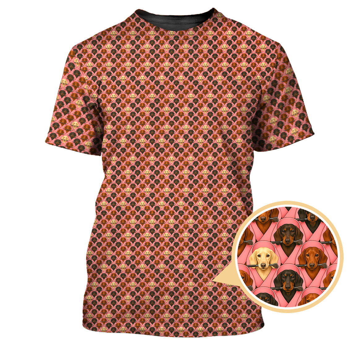 Pattern Golf Shirt For Dog Lovers, Dachshund Golf Shirt, Breast Cancer Golf Shirt, Funny Golf Shirt For Golfer