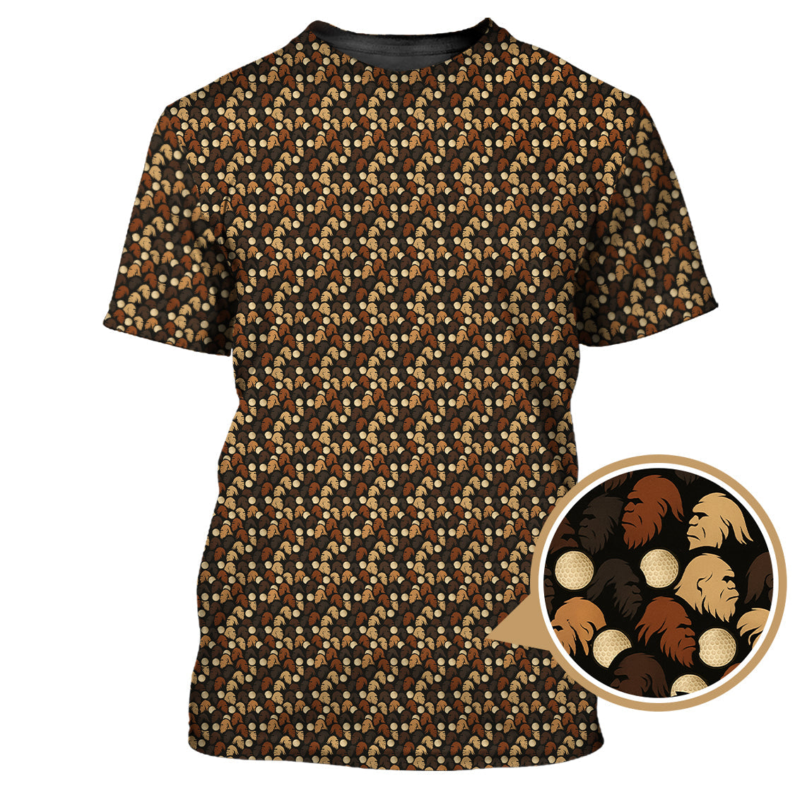 Sasquatch Pattern Golf Shirt, Bigfoot Golf Shirt For Golfer, Crazy Golf Shirt For Men