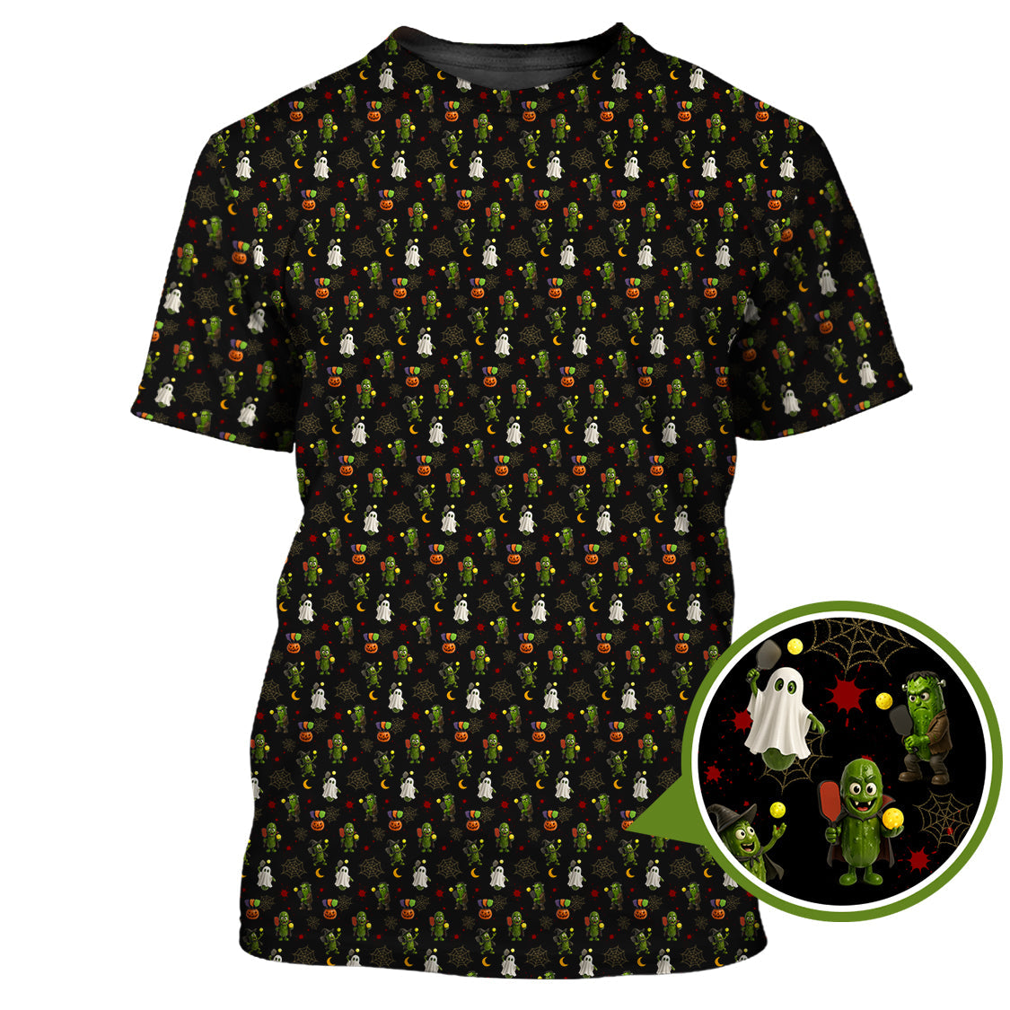 Halloween Pickleball Shirt, Funny Spooky Pickleball Pattern Shirt, Gift For Pickleball Player