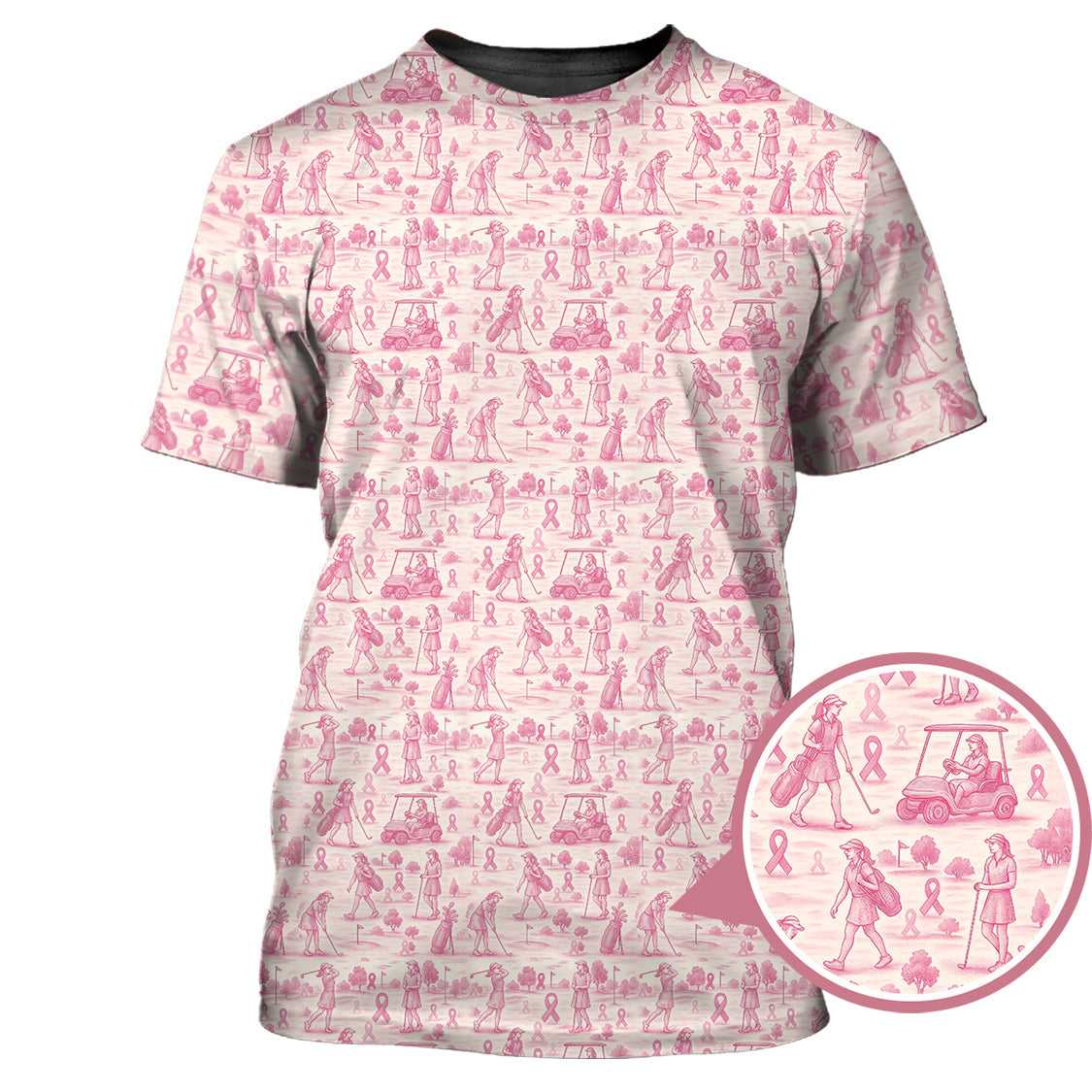 Breast Cancer Golf Shirt, Ladies Golf Shirts For Golfer, Pink Pattern Golf Shirt