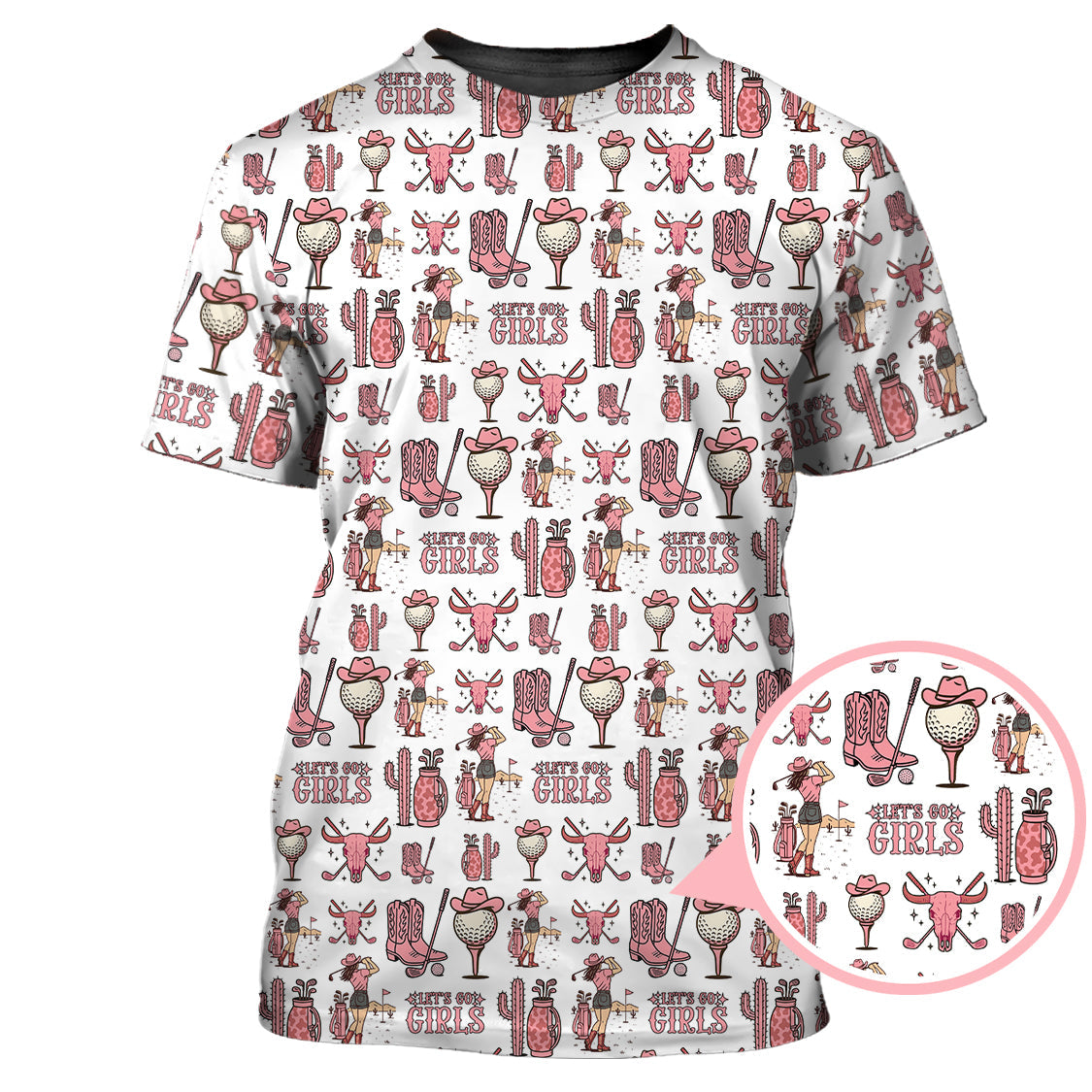 Let’s Go Girls Golf Pattern Shirt, Western Cowgirl Golf Polos For Golfers, Funny Golf Shirts For Women's