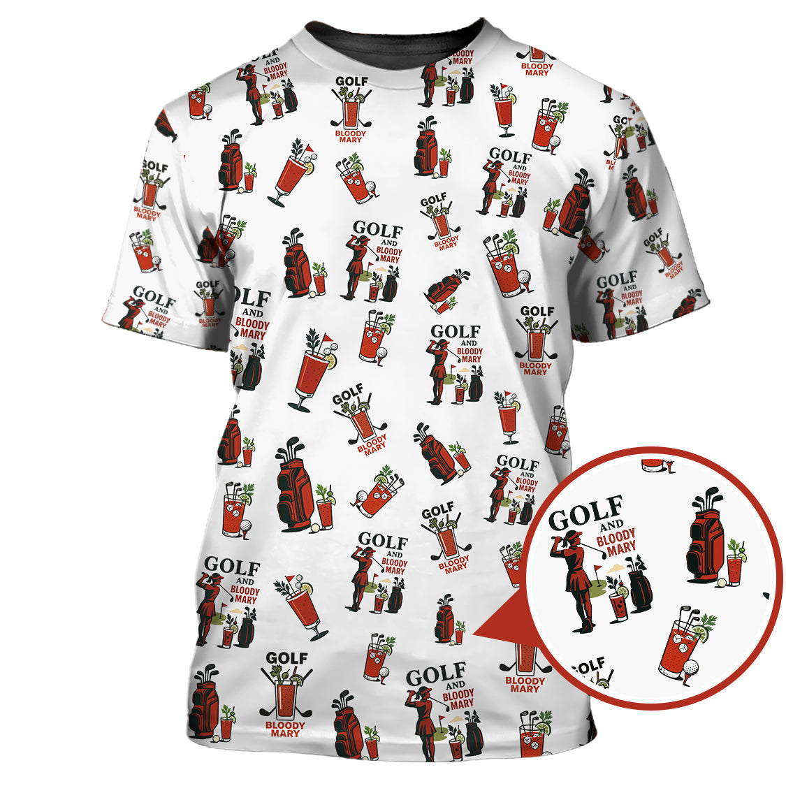 Golf And Bloody Mary Pattern Polos, Funny Women’s Golf Shirt, Cocktail Golf Shirts For Ladies