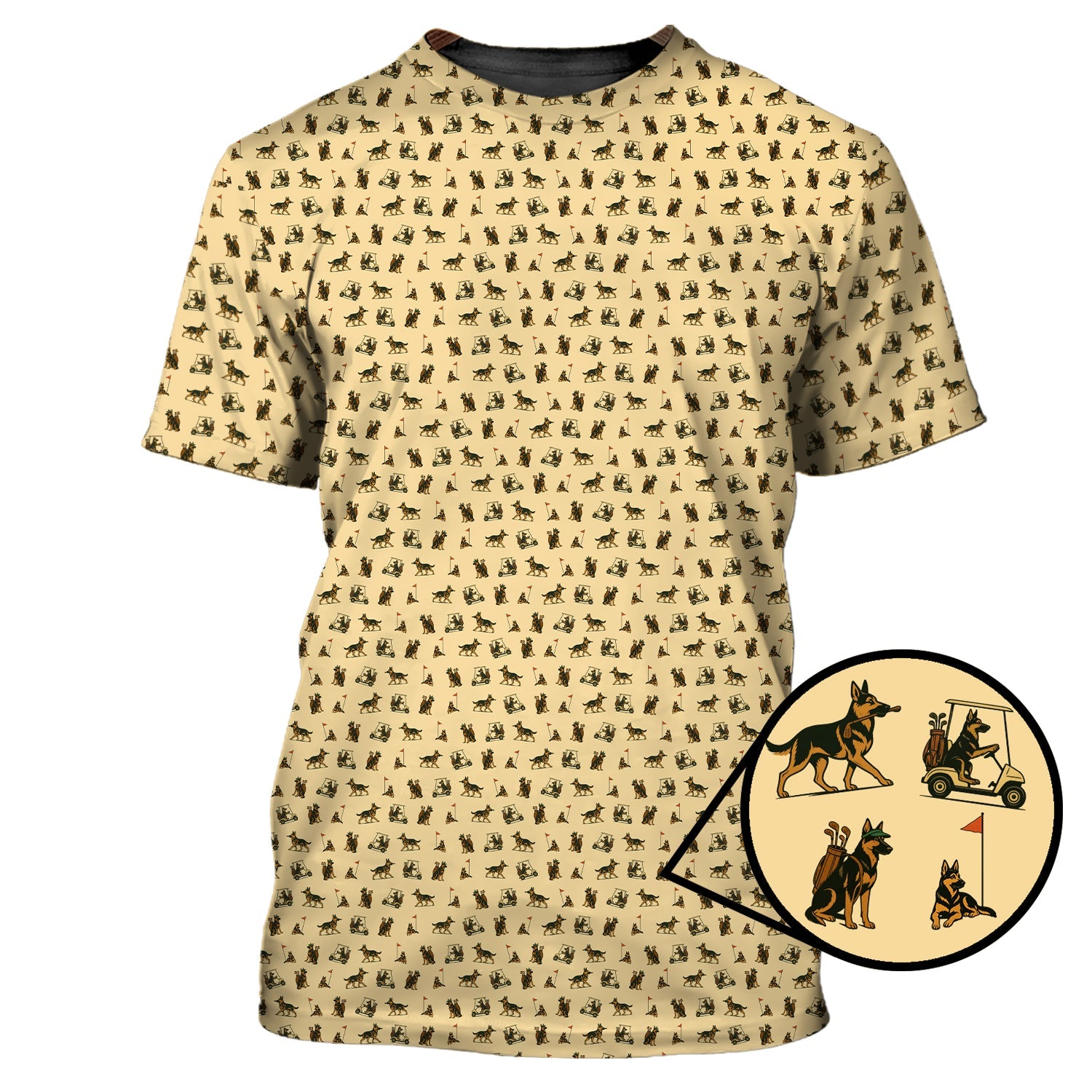 German Shepherd Golf Shirt For Men, Funny Pattern Golf Shirt, Dog Golf Shirt