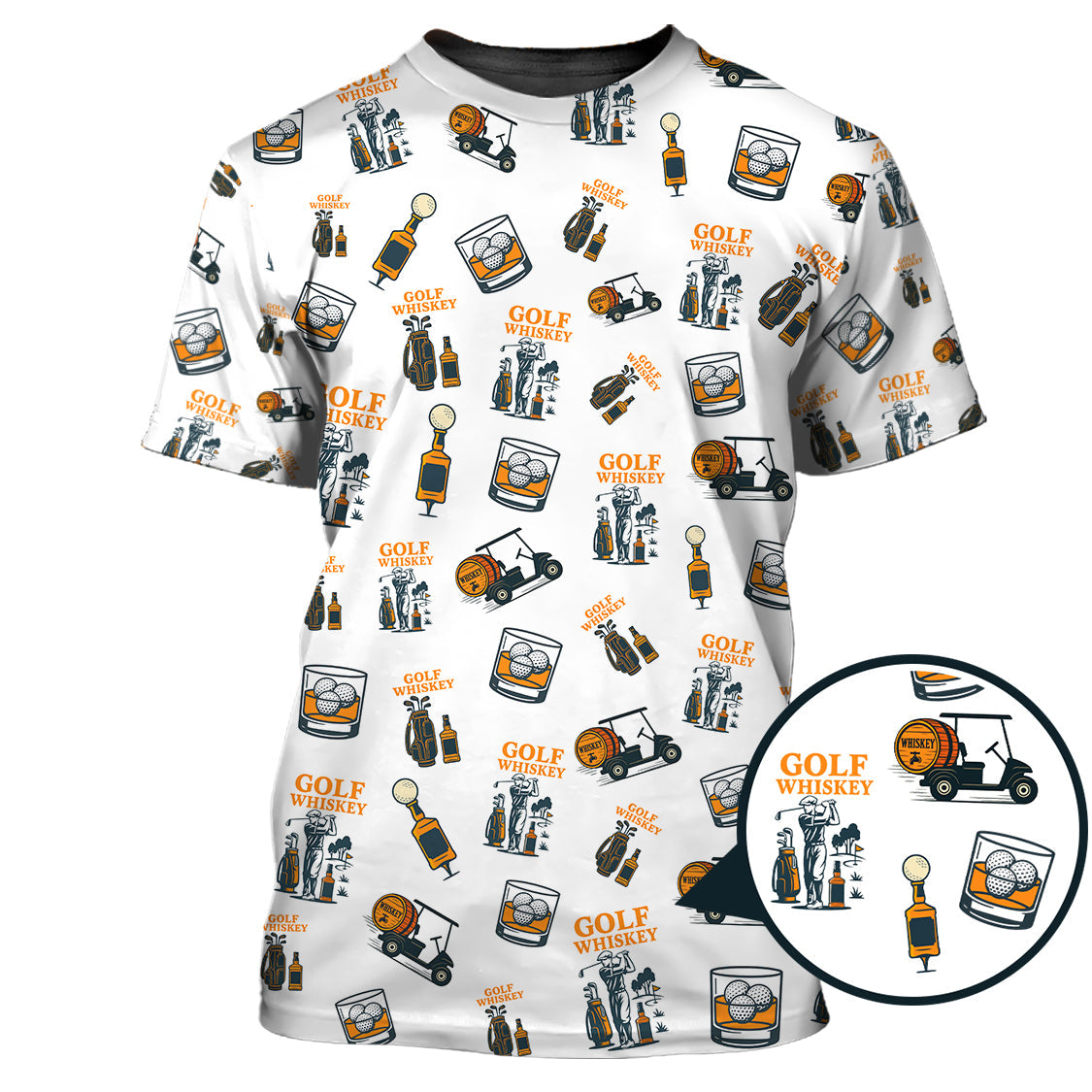 Golf & Whiskey Pattern Golf Polos, Funny Golf Shirt For Men, Crazy Golf Shirts For Golfers