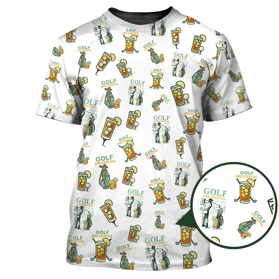 Funny Pattern Cocktail Golf Polos, Men Golf Shirt, Golf Gift For Golfers