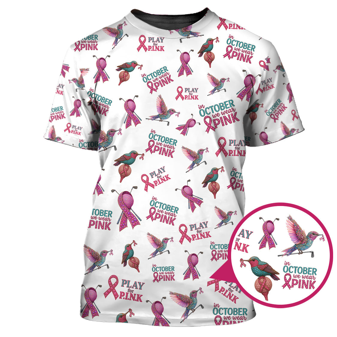 Breast Cancer Golf Shirt, Pattern Golf Shirt, In October We Wear Pink Polos, Crazy Golf Shirt For Golfer