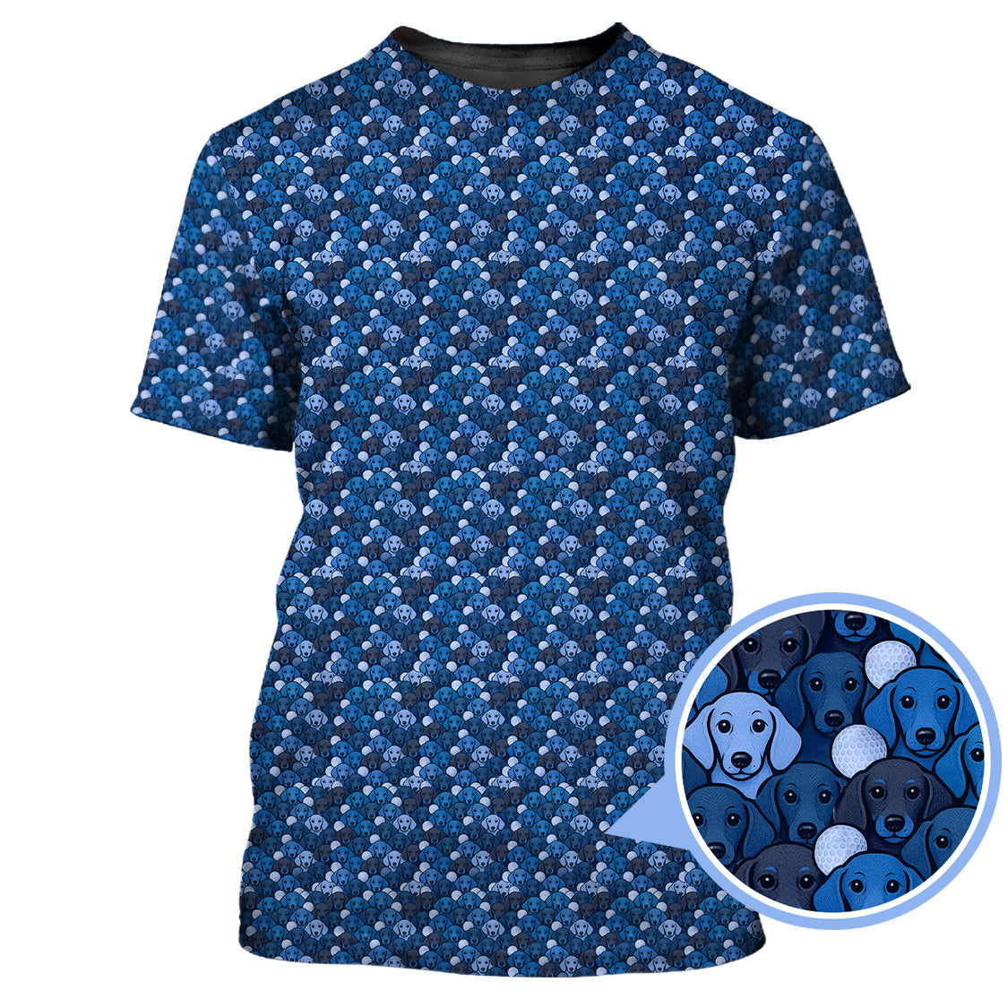 Dachshund Dog Pattern Golf Shirt With Navy Color , Funny Dachshund Golf Shirt For Golfers, Golf Gift For Dog Lover