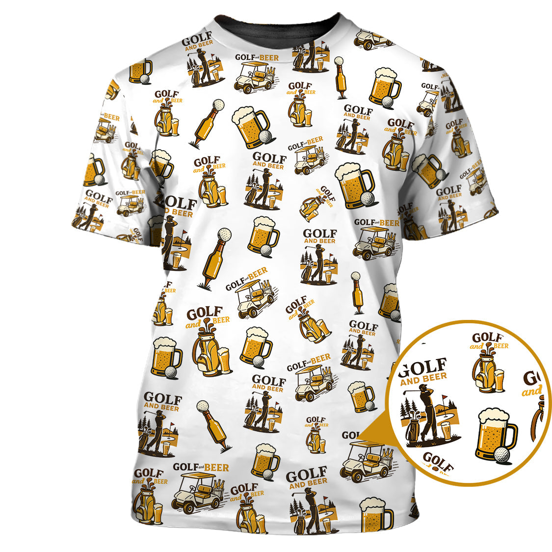 Pattern Golf And Beer Polos, Funny Golf Shirt, Crazy Golf Shirts For Men's