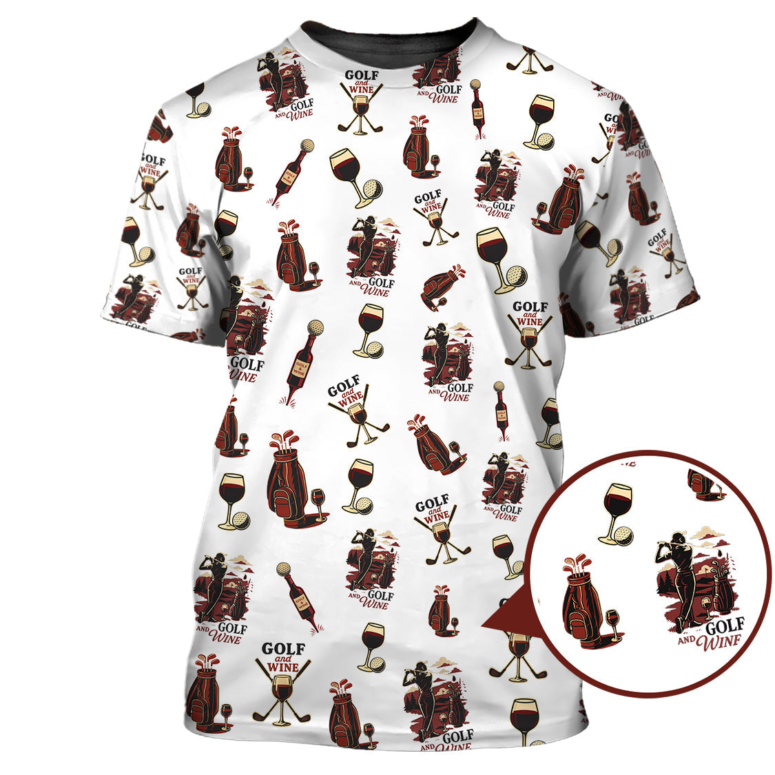 Wine Golf Pattern Polo for Women, Ladies Golf Shirts, Gofl Gift For Golfers