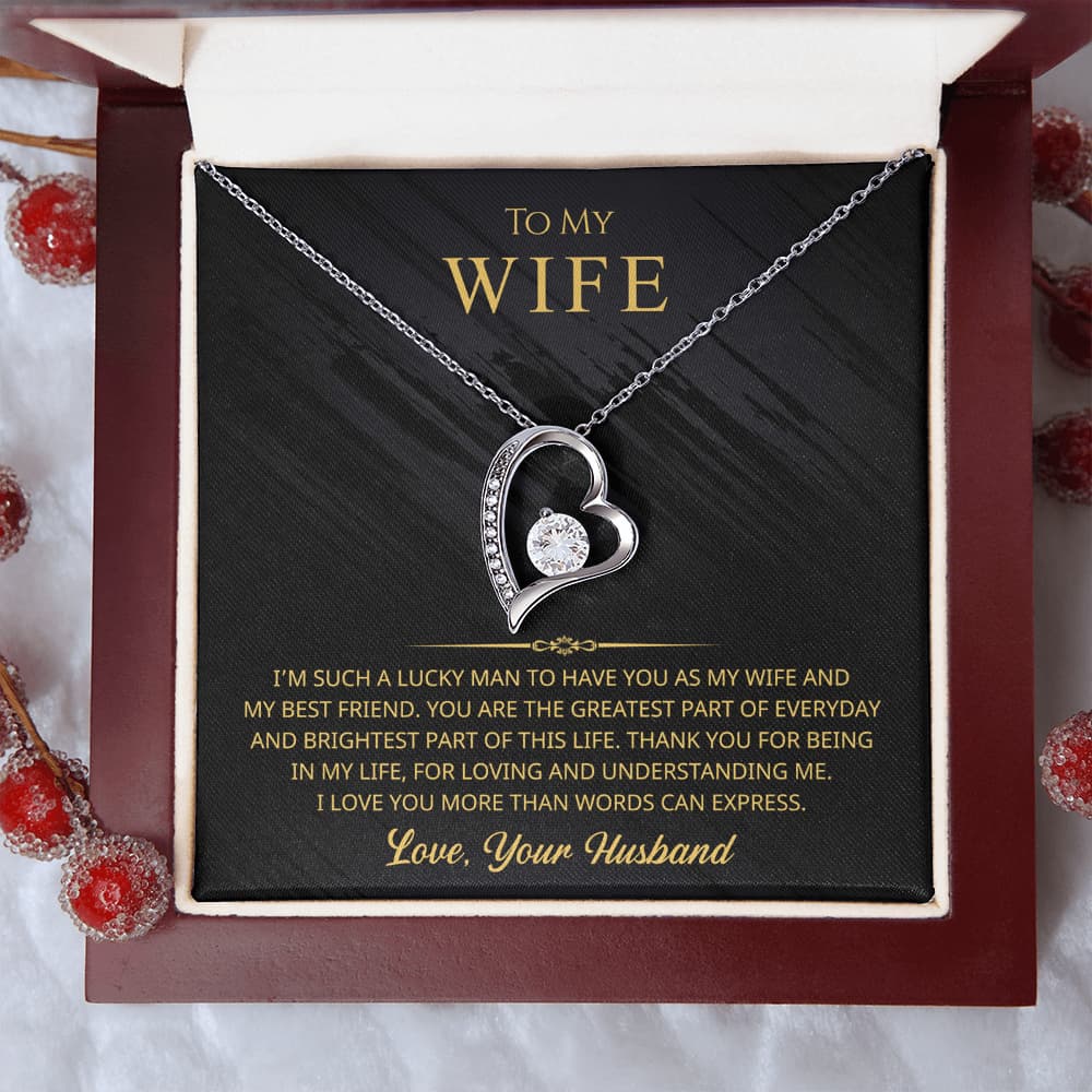 To My Wife Love Heart Necklace, Romantic Gift for Wife from Husband, Anniversary Gift for Wife Valentine's Gift